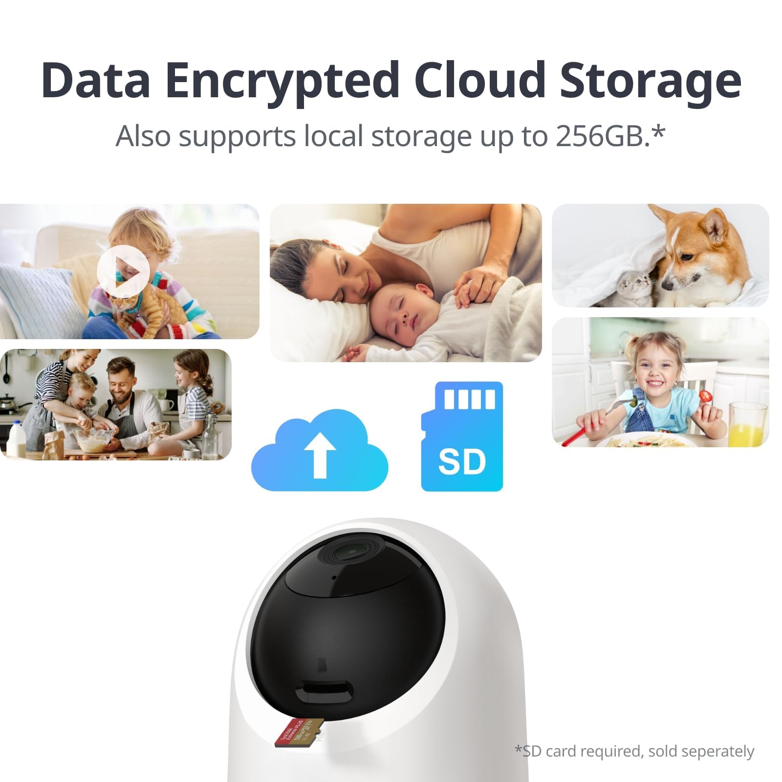 SwitchBot Security Indoor Camera 3K/5MP - Pan/Tilt Cam for Baby Pet Monitor, 2.4G Wi-Fi Plug-in, Night Vision, 2 Way Audio, 360 Motion Tracking, Privacy Mode, Works with Alexa, Cloud & SD Storage