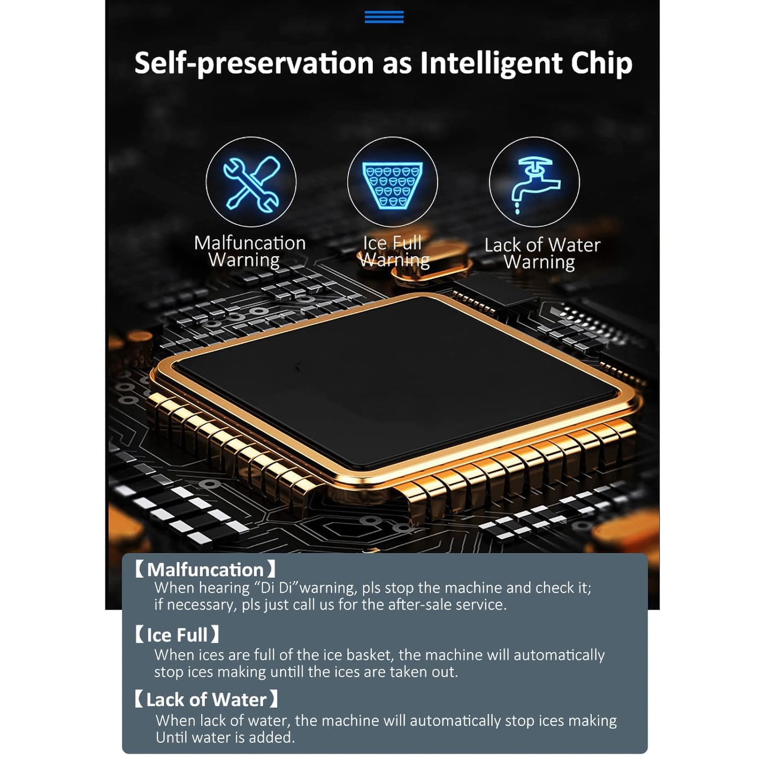 Fipka DLC Household Ice Making Crushed Ice Cold Water 3 in 1 Ice Machine, 8-12 Minutes Fast Ice Maker 18KG Per 24H, 150W DLC-37563 Automatic Portable Ice Maker for Home Office Bar Party