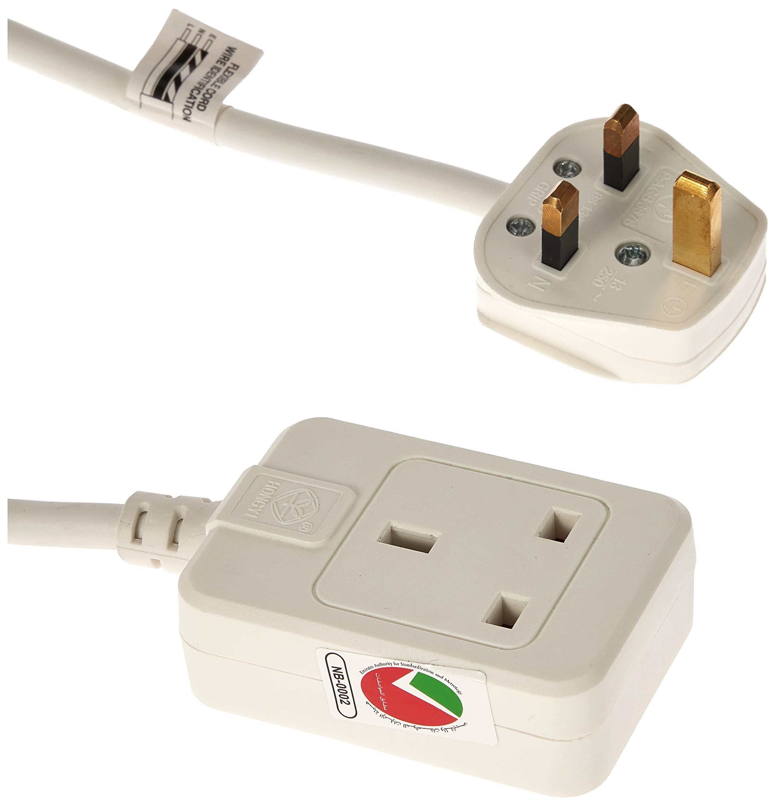 Brennenstuhl 13 Amp Extension Cable with BS Socket, 2 Meter, White, 1166553015