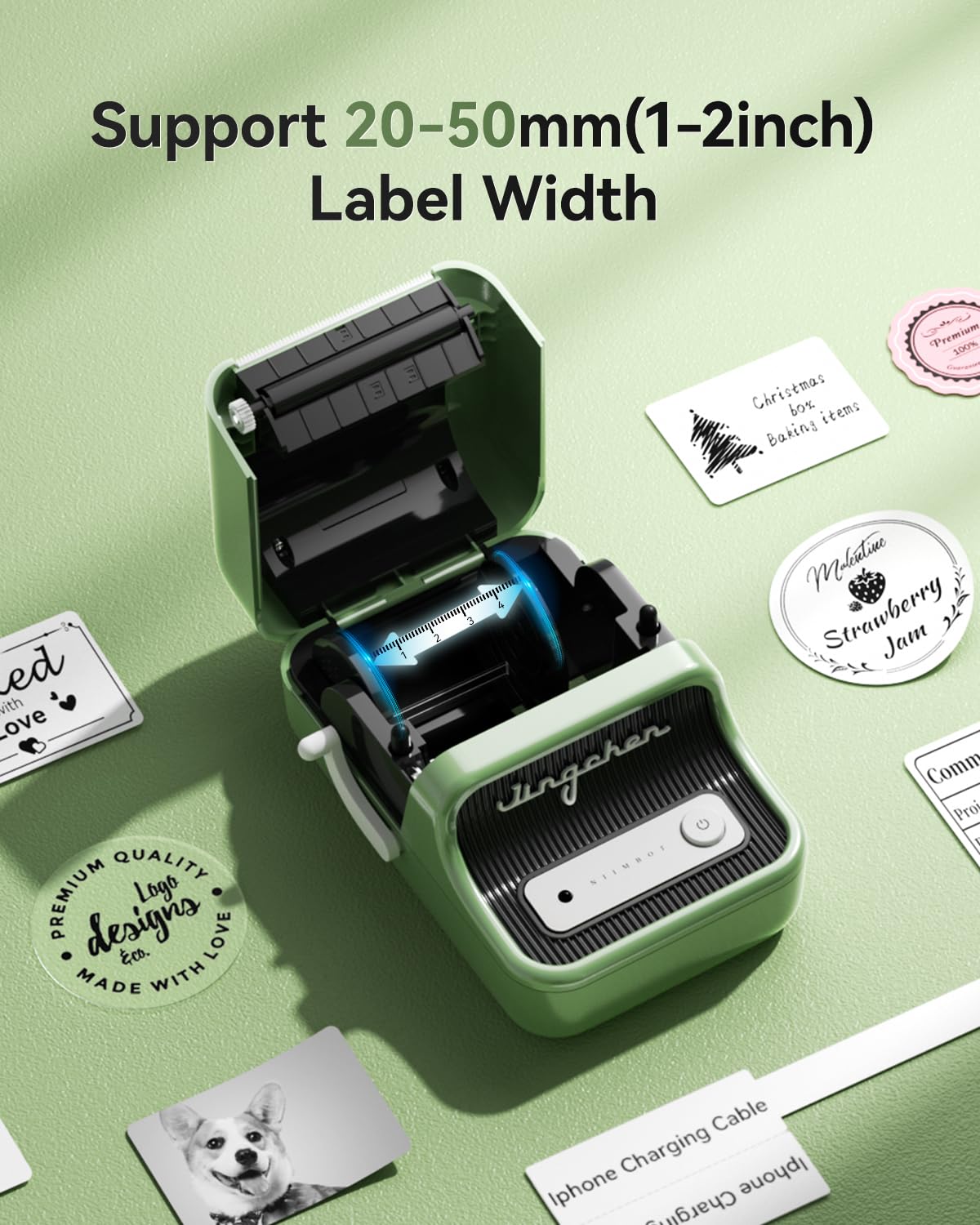 NIIMBOT B21 Label Maker, 2 Inch Portable Thermal Label Printer, Label Maker Machine with Tape, Compatible with Android, iOS & PC,Labeling for Home Storage Office and Small Business,Black