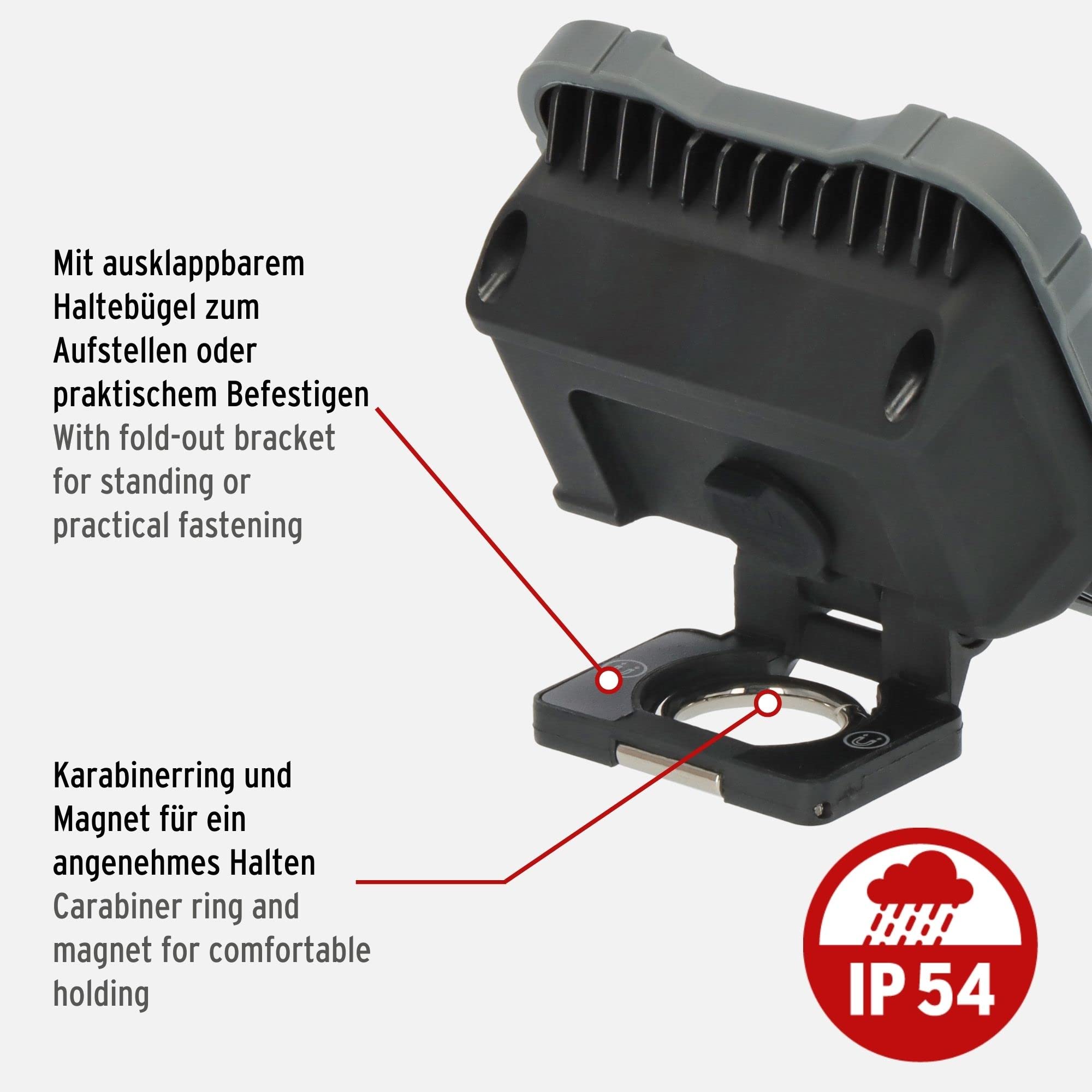 Brennenstuhl Rechargeable LED Work Light IP54 Water and Dust Resistant 1000mAh SH - Black/Grey, One Size