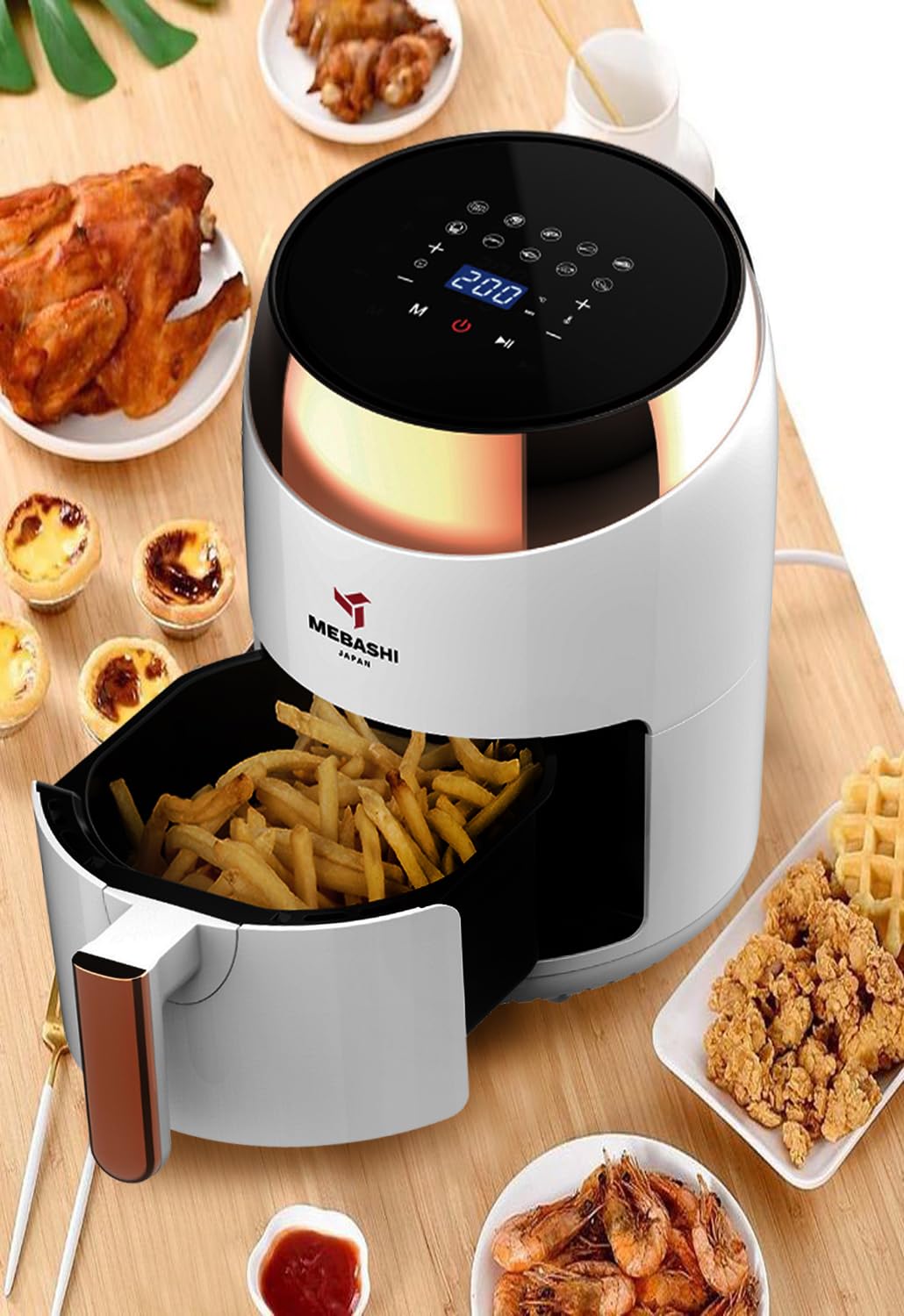 MEBASHI Air Fryer with Digital Touch Screen, 1400W 3.5L Capacity, Timer and Temprature Control, 10 Pre-Set Cooking Programs (ME-AF988) (Black)