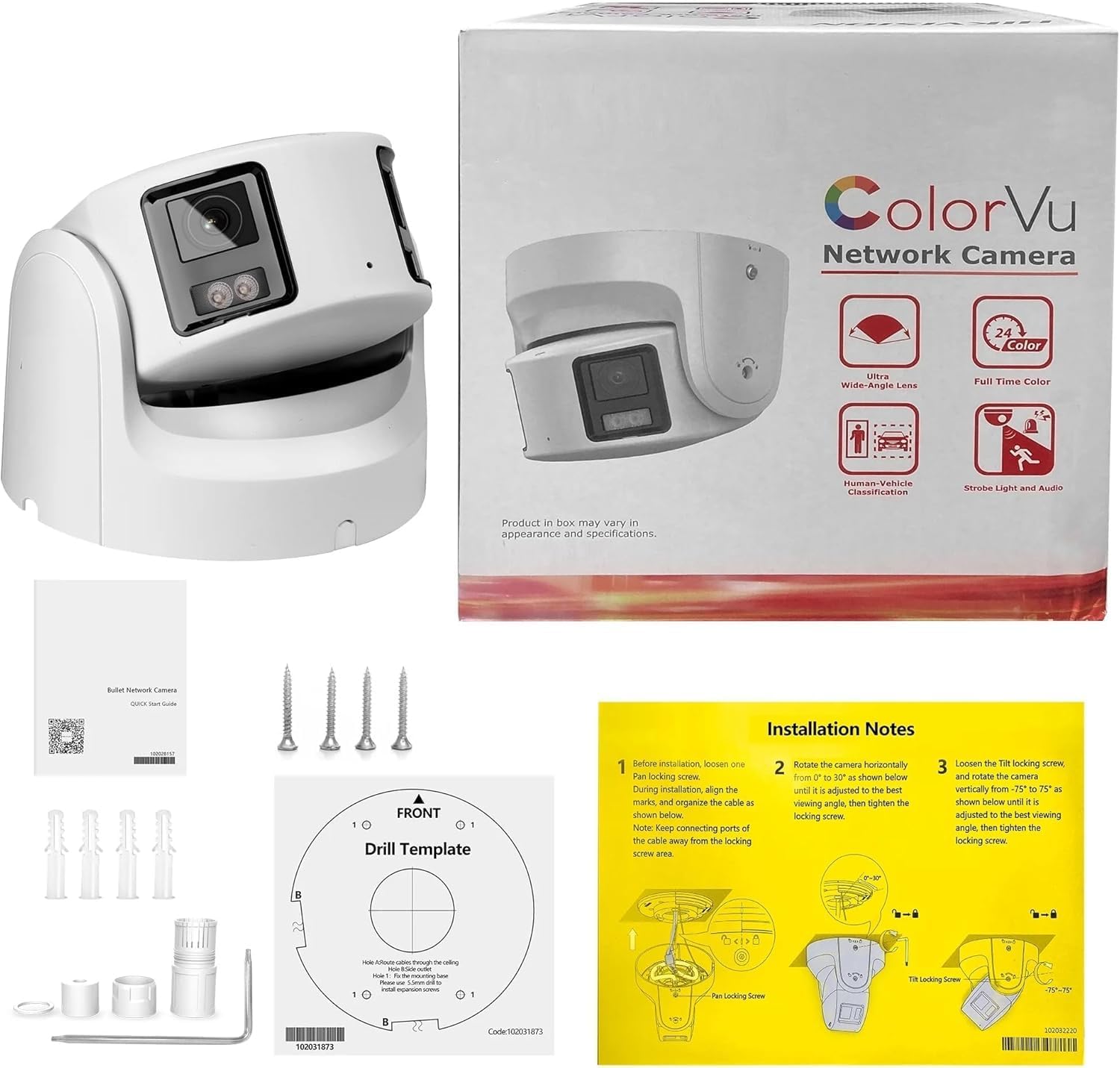 Hikvision DS-2CD2387G2P-LSU/SL ColorVu 8MP Panoramic Camera, Fixed 4mm Lens, White