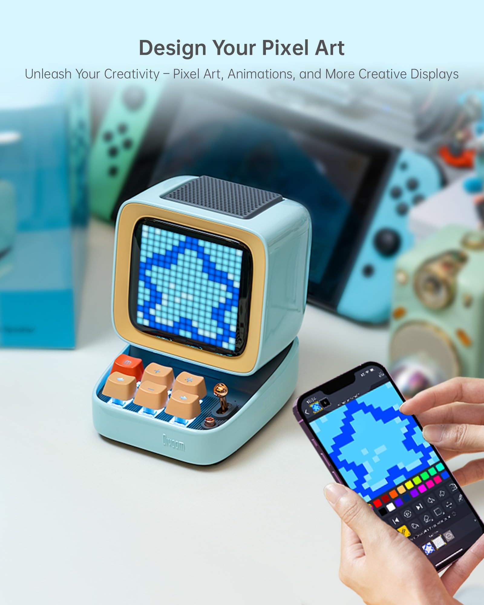 Divoom Ditoo Retro Pixel Art Bluetooth Speaker Green (Blue)
