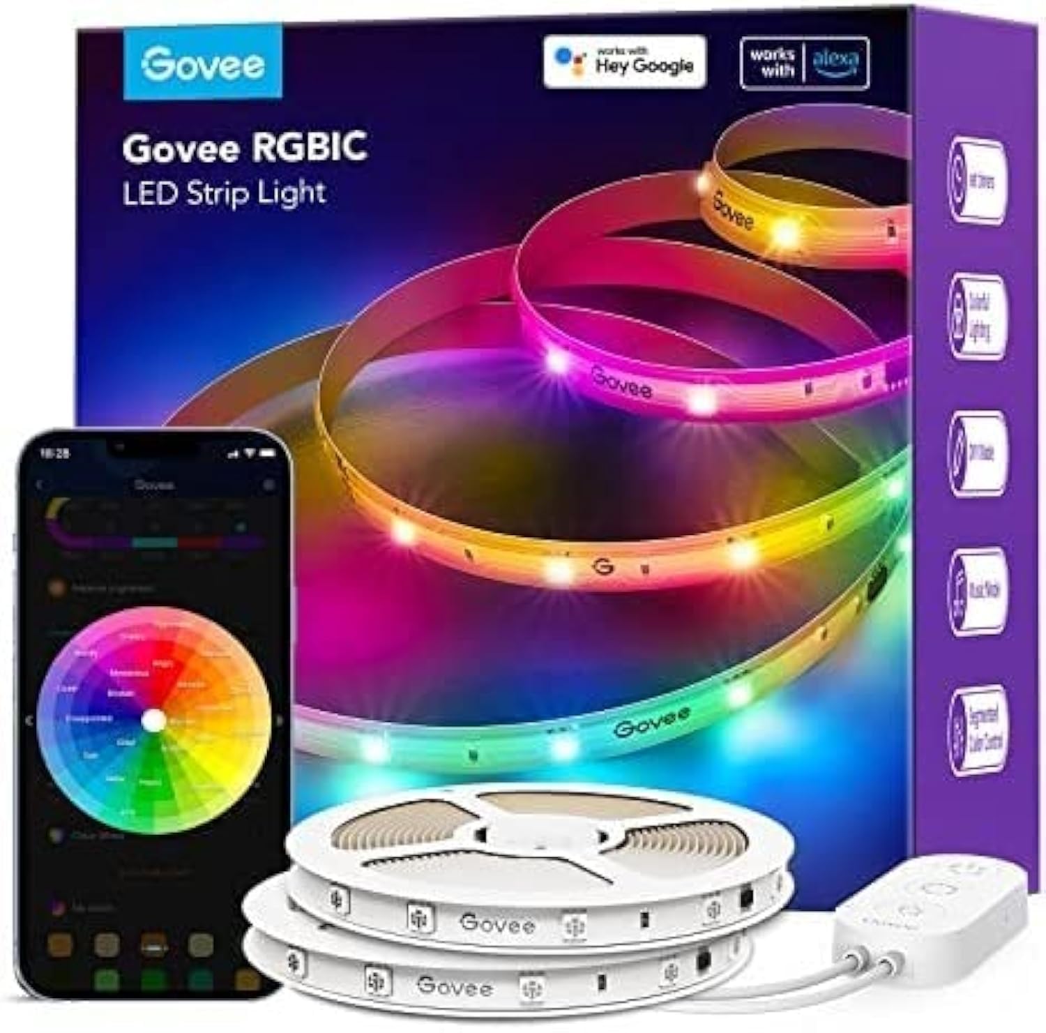 شريط اضاءة LED بتقنية واي فاي + بلوتوث من جوفي ار جي بي اي سي (10 متر)