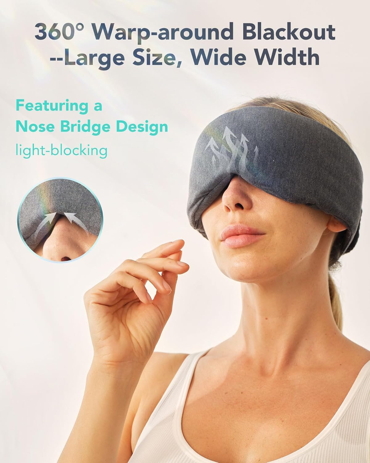 SKG Restore Pro Sleep Mask, Eye Wrap Around Design, Lightweight, Well-Ventilated Fabric, Adjustable, Lightweight, Durable Stitching