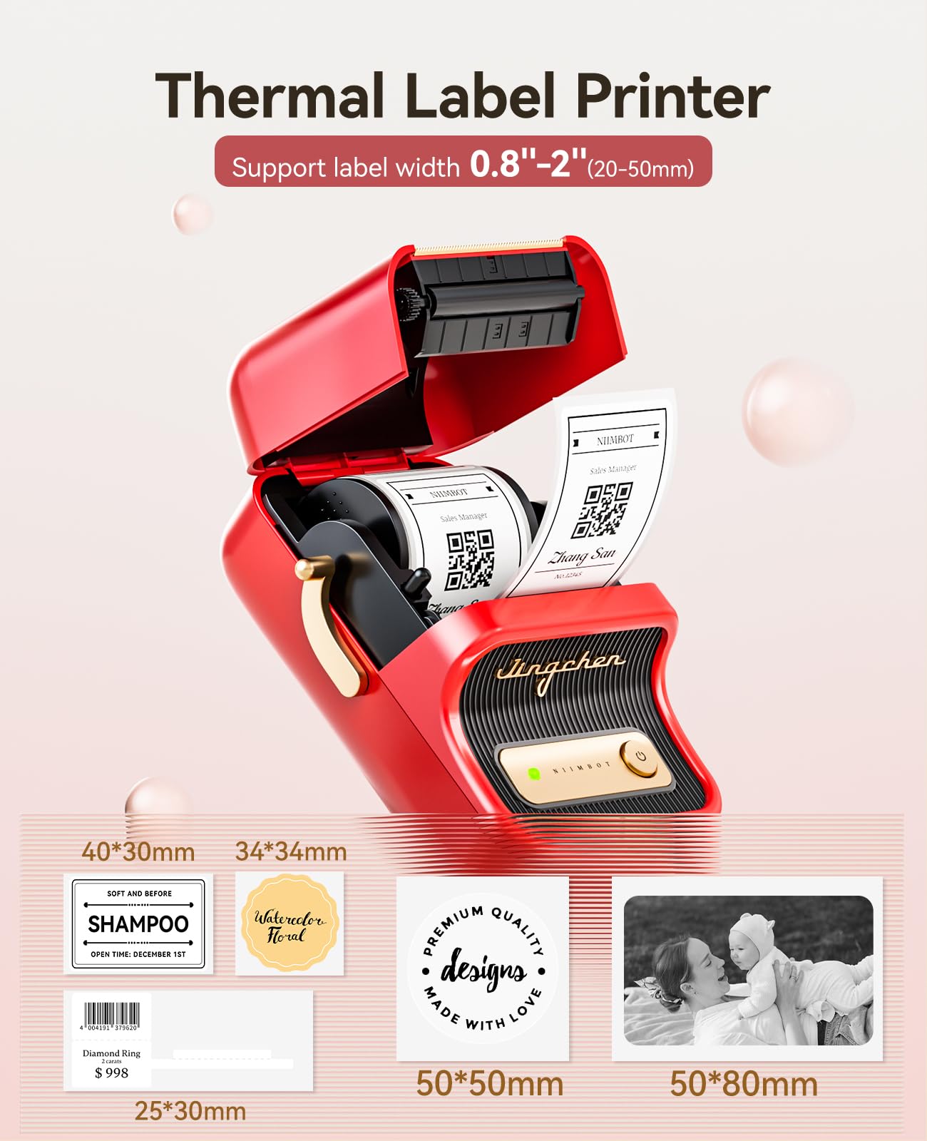NIIMBOT Label Maker Machine with 1 Roll Free Tape B21 Vintage 2 inches Width Business Thermal Label Printer Price Gun Shipping Label Tag Writer for Home Office Organization Commercial Use (Black)