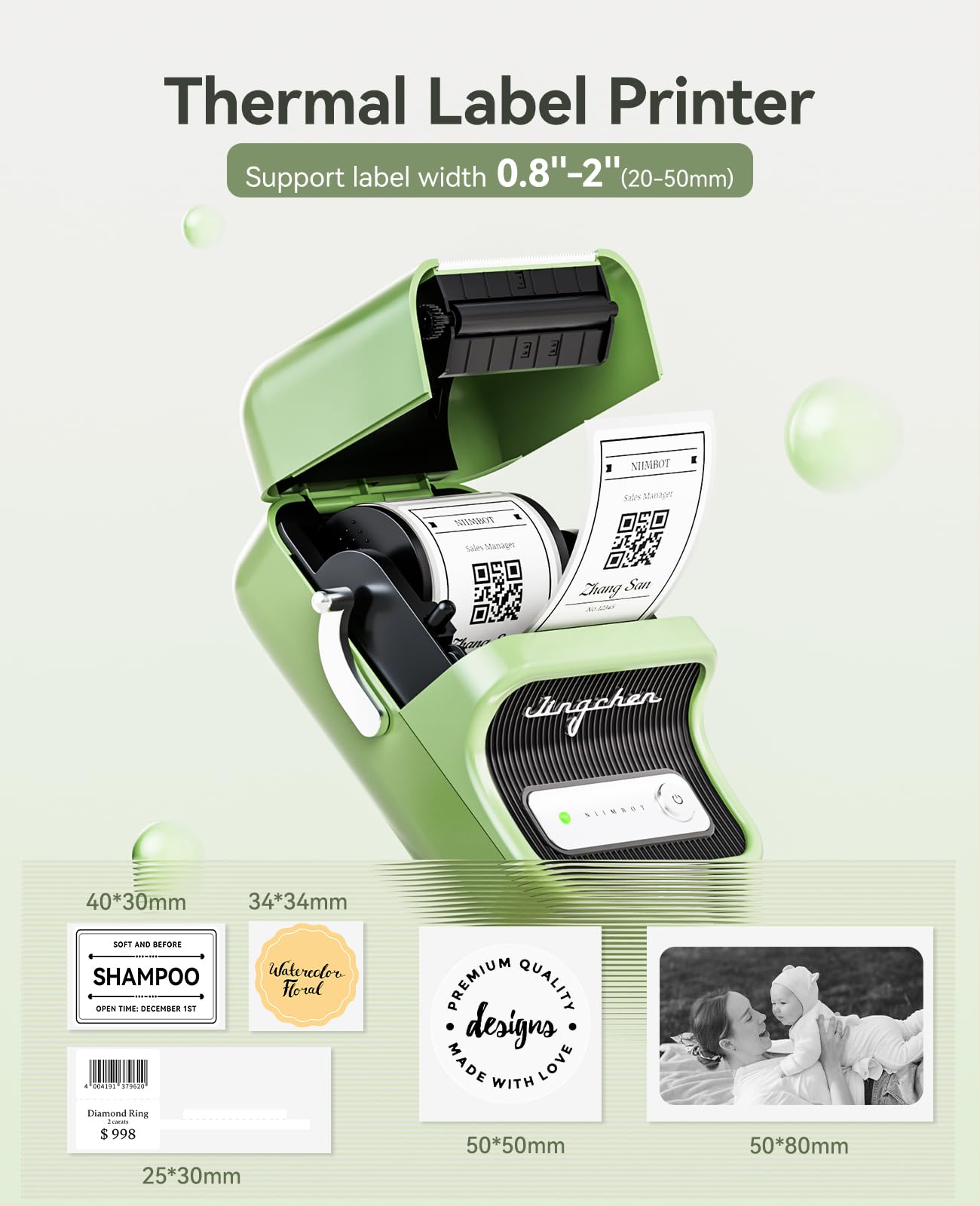 NIIMBOT Label Maker Machine with 1 Roll Free Tape B21 Vintage 2 inches Width Business Thermal Label Printer Price Gun Shipping Label Tag Writer for Home Office Organization Commercial Use (Black)