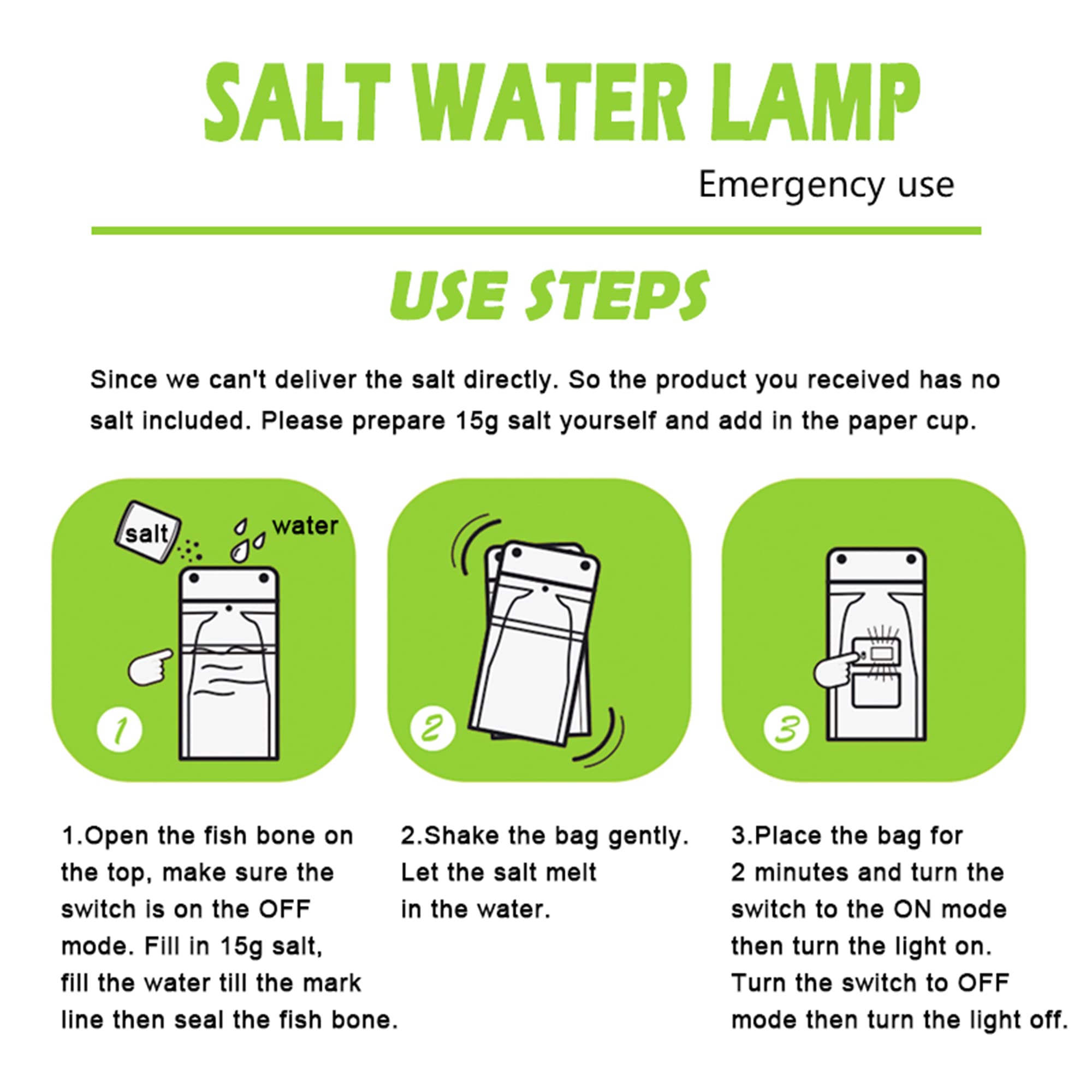 Salt Water Lamp Emergency Lighting Outdoor Lamp No Battery Pollution-Free Environmental Protection Lighting, Suitable for Outdoor Activities, Sustainable Use for 140 Hours