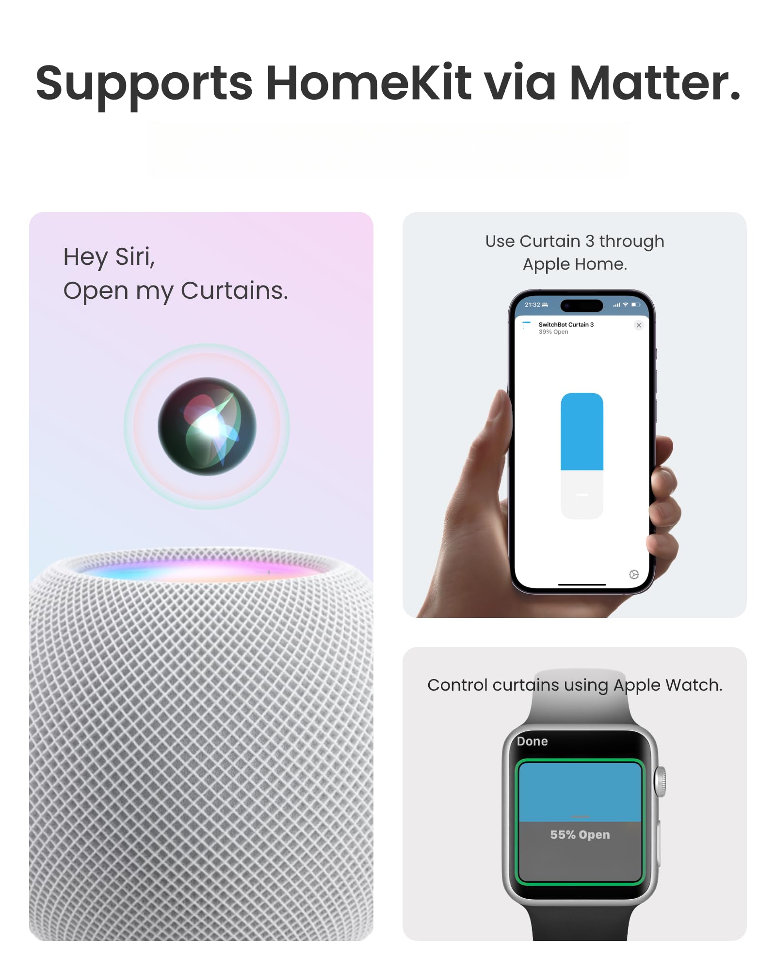 SwitchBot Smart Automatic Curtain Opener 2 Pack with Hub Mini - WiFi Remote Control with App/Timer, Performance Upgrade, Compatible with Alexa, Google Home, HomeKit