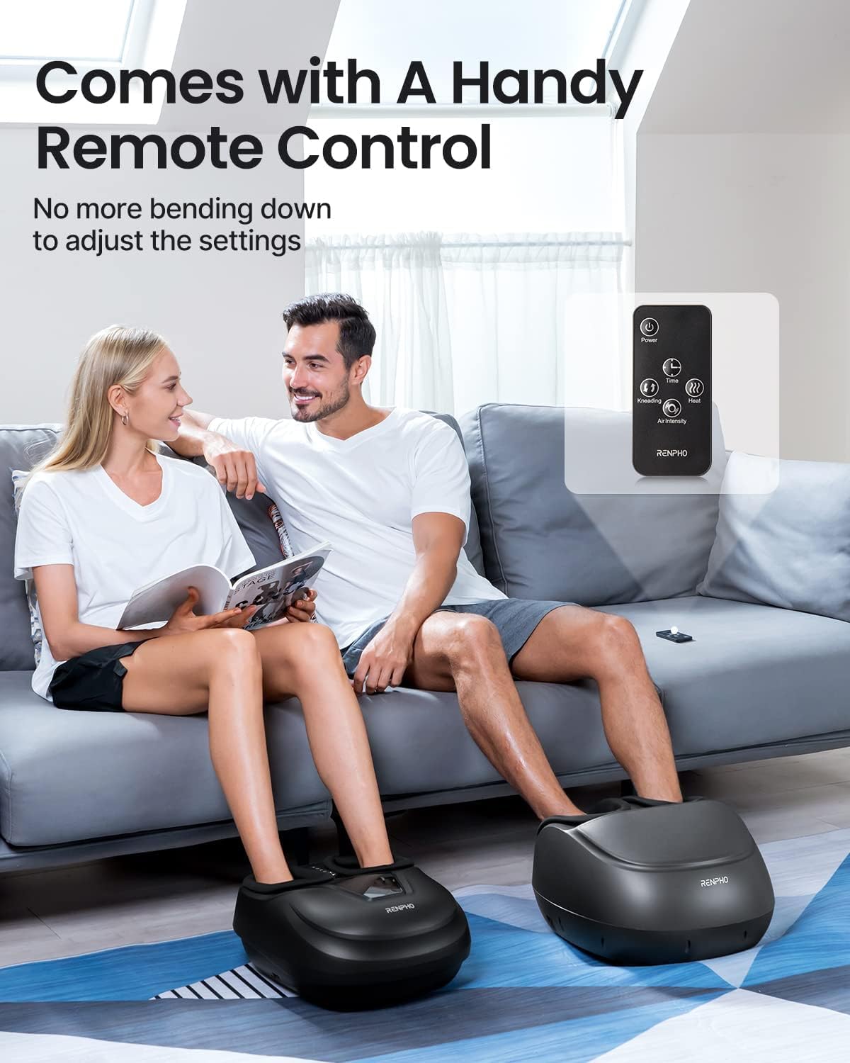 Renpho RF-FM059R-BK,RENPHO Foot Massager Machine with Heat and Remote, Deep Kneading, Delivers Relief for Tired Muscles and Plantar Fasciitis,Fits feet up to Unisex Size 12-Black