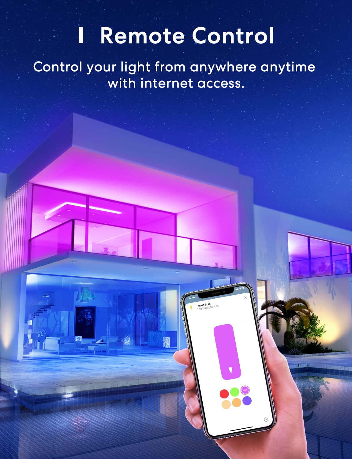Meross Smart LED Bulbs, Pack of 4 E27 Wi-Fi Bulbs Compatible with Apple HomeKit, Alexa and Google Home, RGBWW Dimmable Multi-Color Smart Bulb with Voice Control and Remote Control