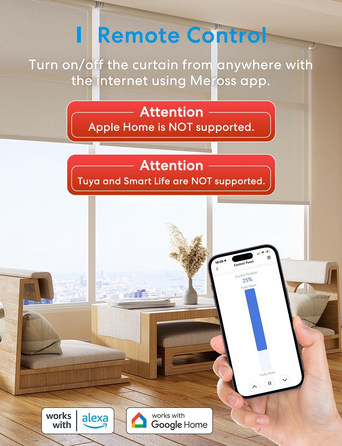 Meross Wi-Fi Shutter Switch - Smart LED Curtain Switch, Compatible with Alexa and Google Assistant, Percentage Control, 2.4GHz, 2 Pack (Requires Neutral Wire)