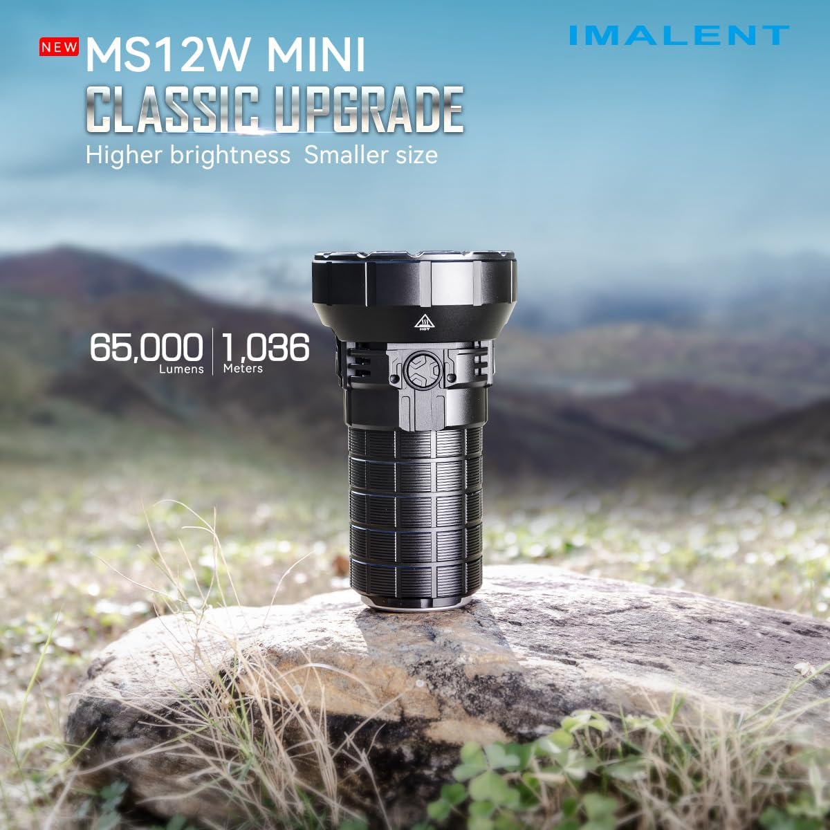 IMALENT MS12 Mini C Rechargeable Ultra Bright Handheld Flashlight 65000 lumens, use 12 CREE XHP 70.2 LEDs, Long Throw Light 1036m Distance, high Powered Flashlight for Search and Rescue