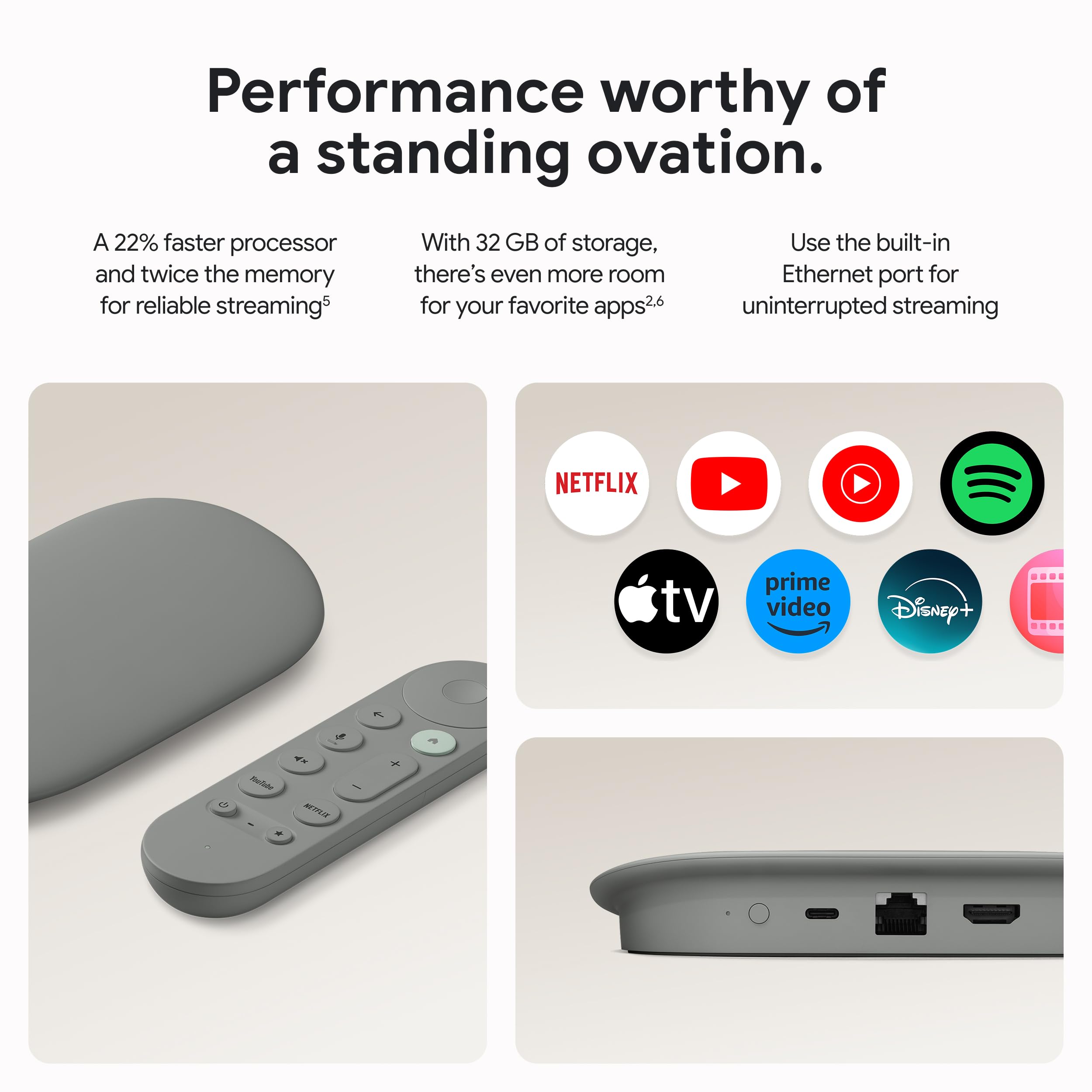 جوجل جهاز بث تلفزيوني 4K - بث ترفيه سريع على تلفزيونك مع جهاز تحكم عن بعد للبحث الصوتي - شاهد الافلام والعروض والبث التلفزيوني المباشر ونتفليكس بدقة 4K HDR - تحكم منزلي ذكي - سعة تخزين 32GB - بندق