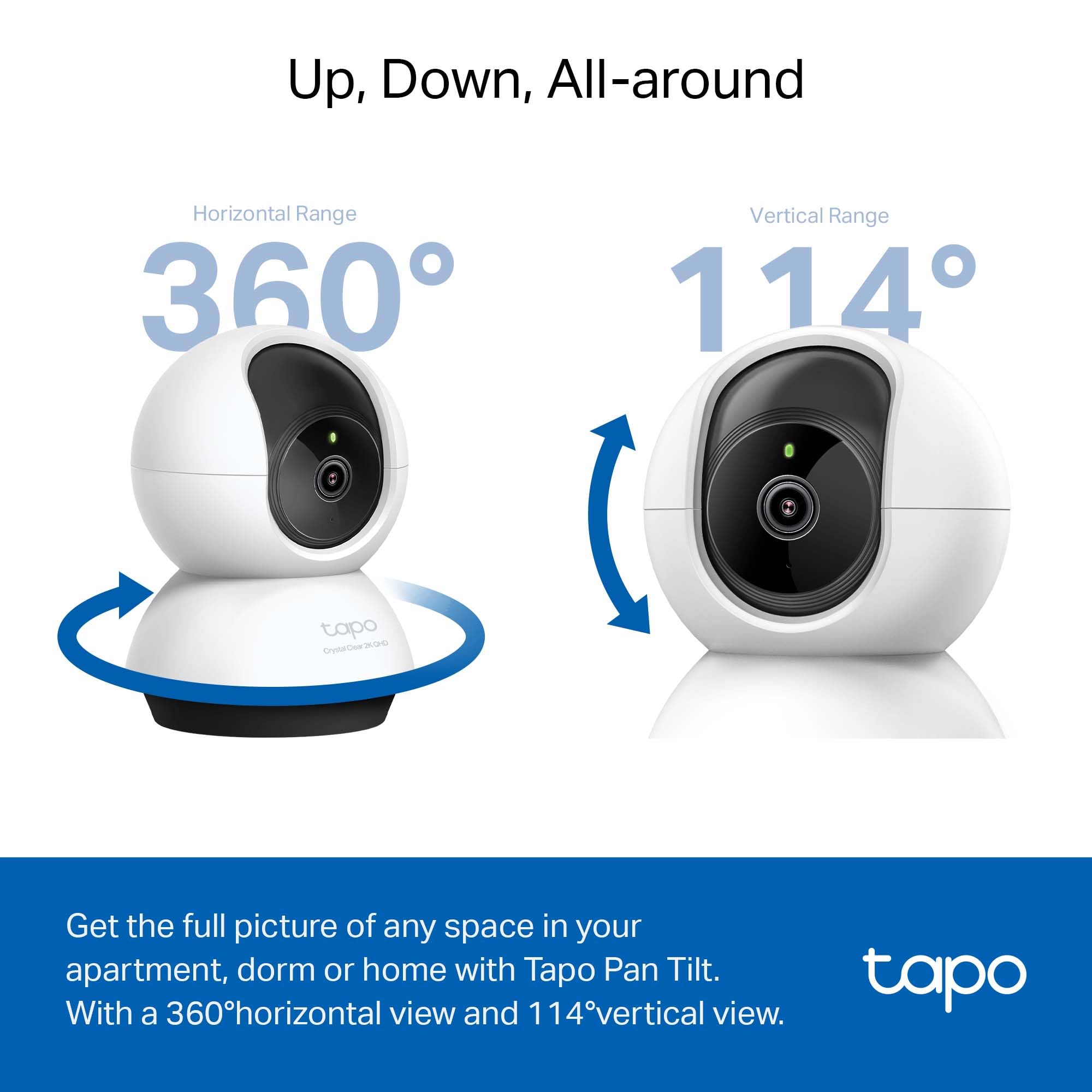 Tapo C220 2K Pan/Tilt Indoor Camera, WiFi Security Camera, AI Detection, Customizable Privacy Mode, Two-Way Audio, Night Vision, Cloud & Local Storage, Works with Alexa & Google