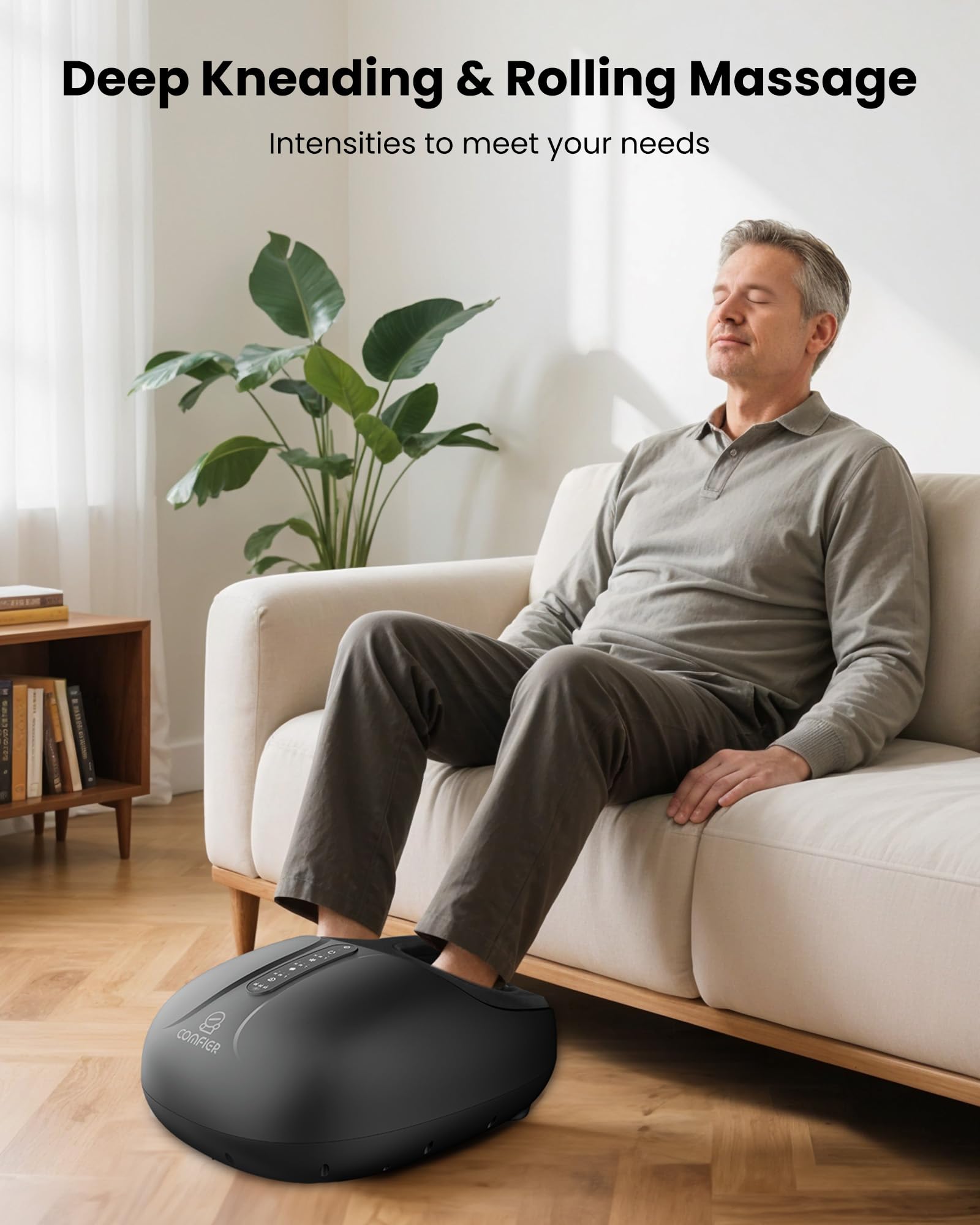 COMFIER Foot Massager with Heat, Shiatsu Foot Massager, Roller Compression for Plantar Fasciitis, Neuropathy, Home Office Use, Gifts