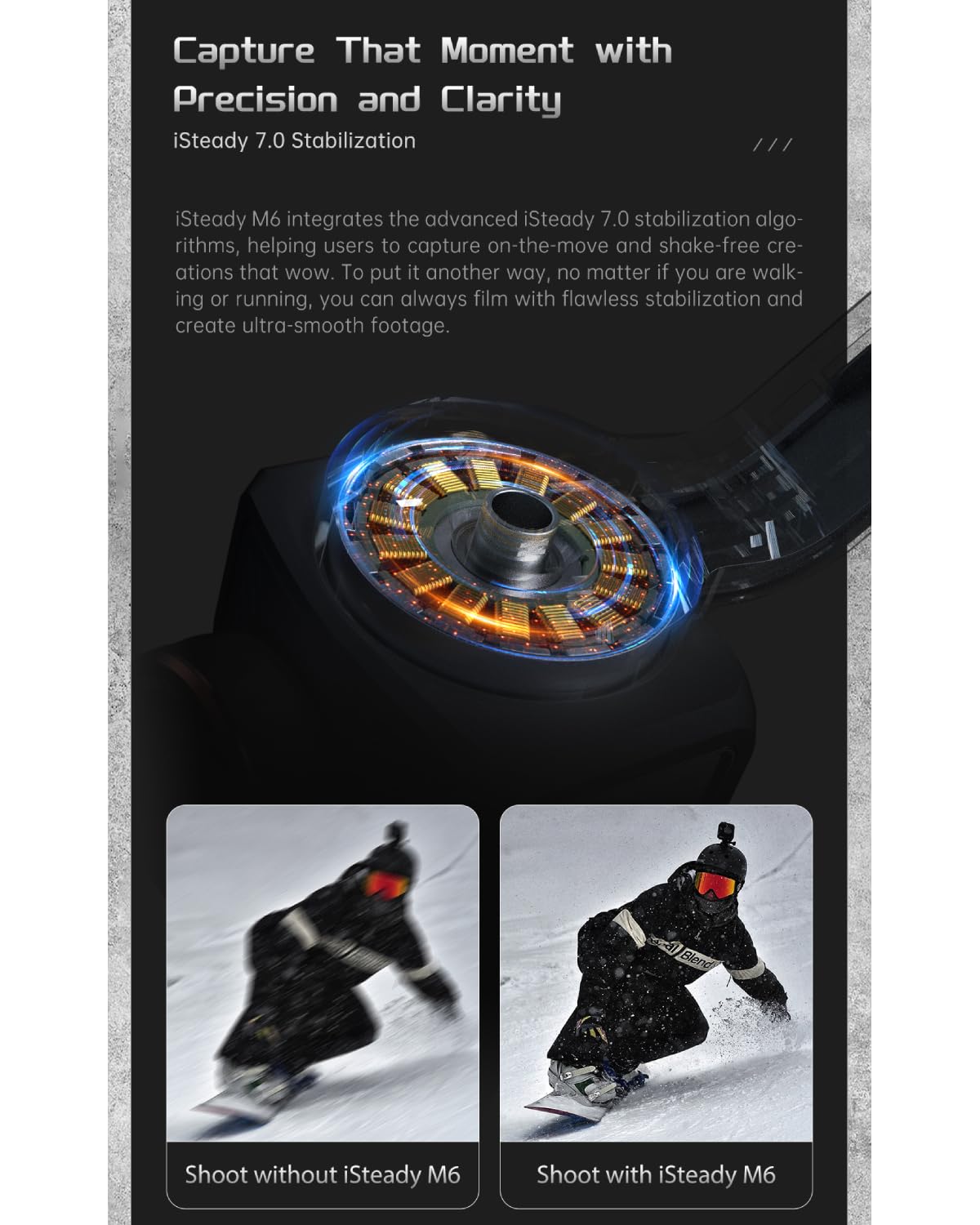 Hohem iSteady M6 Gimbal Stabilizer Kit for Smartphones, 3-Axis with AI Tracking Sensor and Magnetic Fill Light 0.9 Inch and OLED Display Max Load 400g, Gimbal Stabilizers for iPhone and Android