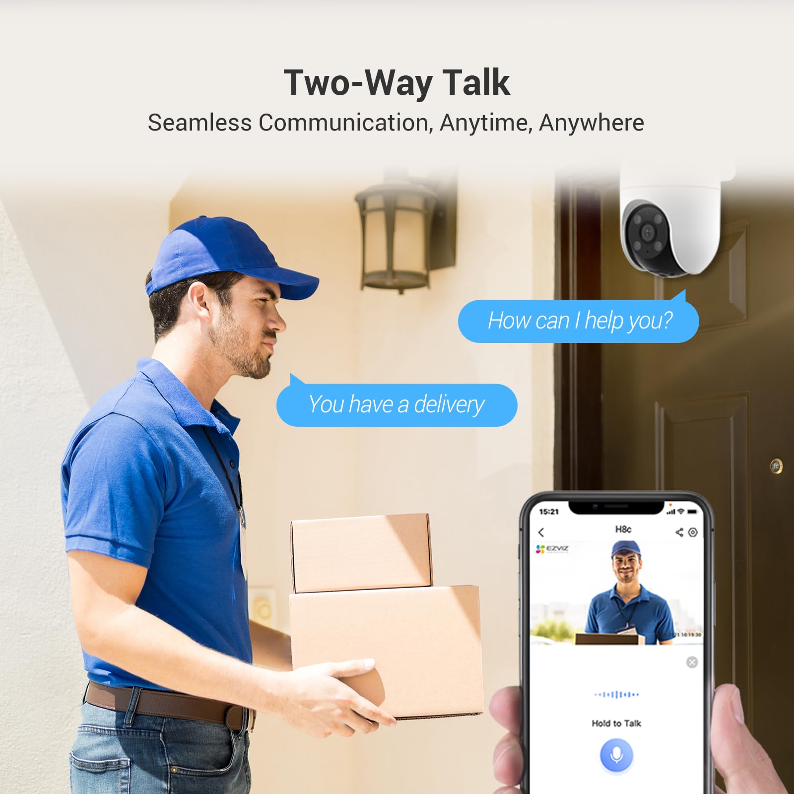 EZVIZ كاميرا مراقبة خارجية 360 درجة مع تتبع تلقائي، كاميرا مراقبة منزلية واي فاي، تقنية كشف الانسان/الحركة، رؤية ليلية ملونة، مكالمات ثنائية الاتجاه، مقاومة للماء، اليكسا/جوجل