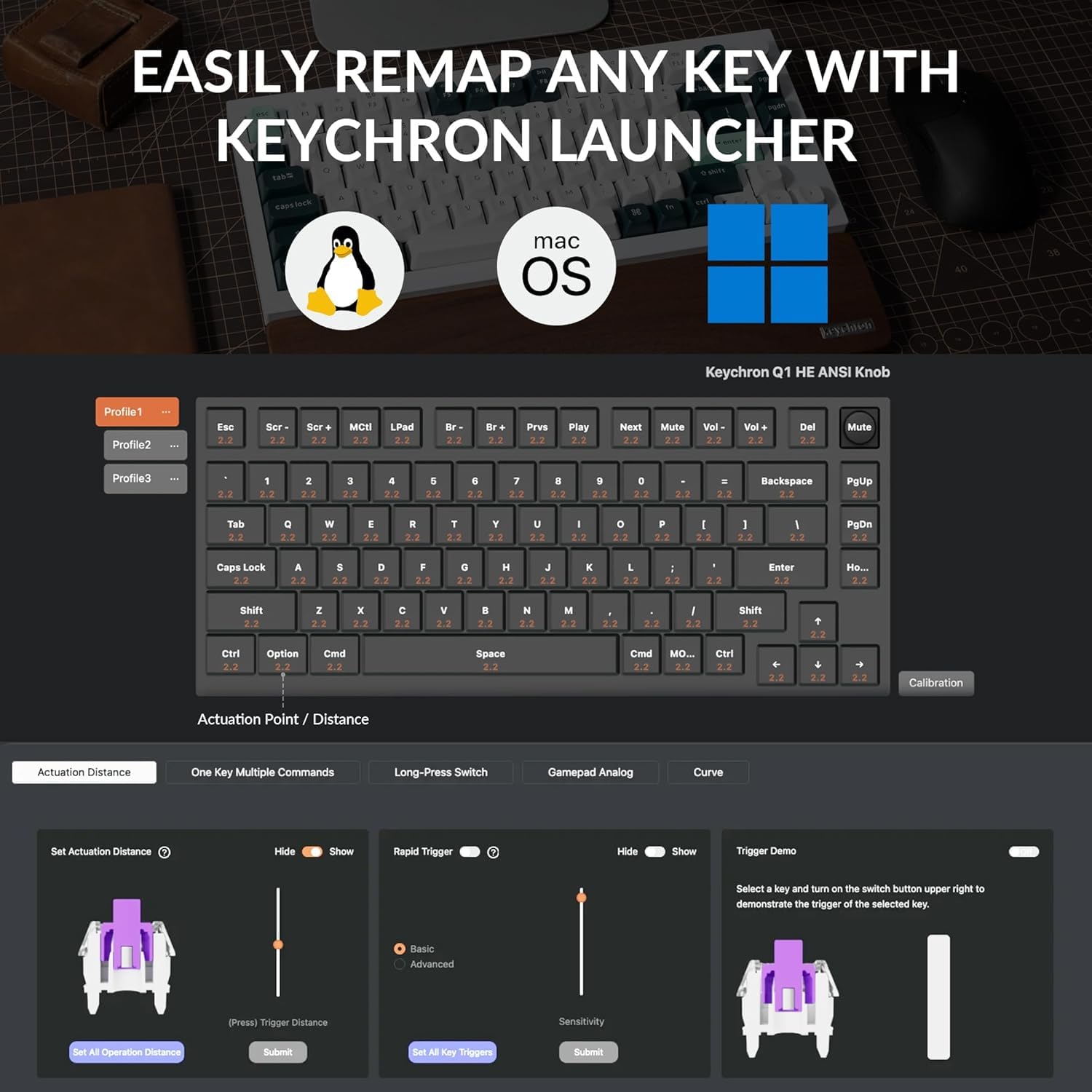 Keychron Q1 HE Hot-Swappable Keyboard with RGB Backlight and Nebula Switch Knob Version - White