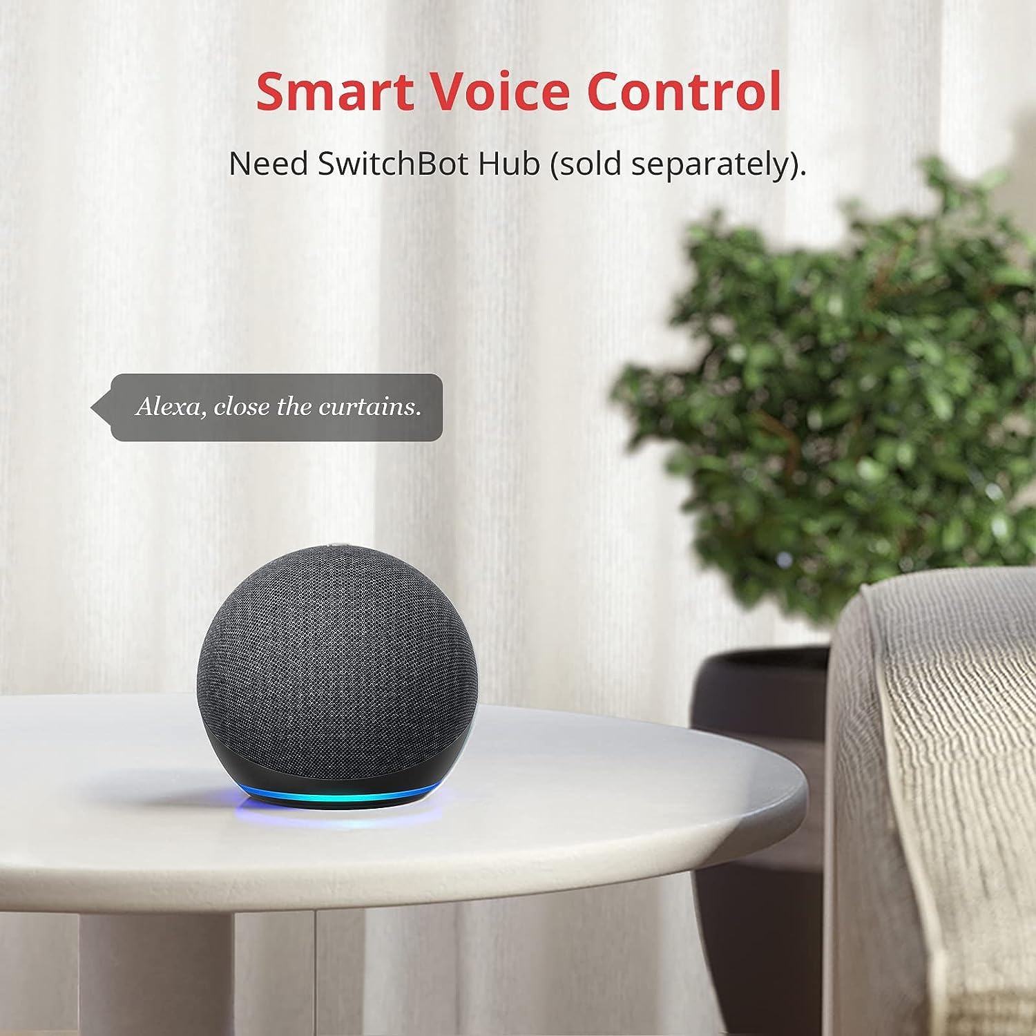 SwitchBot Curtain Smart Electric Motor - Wireless App or Automate Timer Control, Use SwitchBot Hub to be Compatible with Alexa, Google Home, HomePod, IFTTT (U-Rail, White)