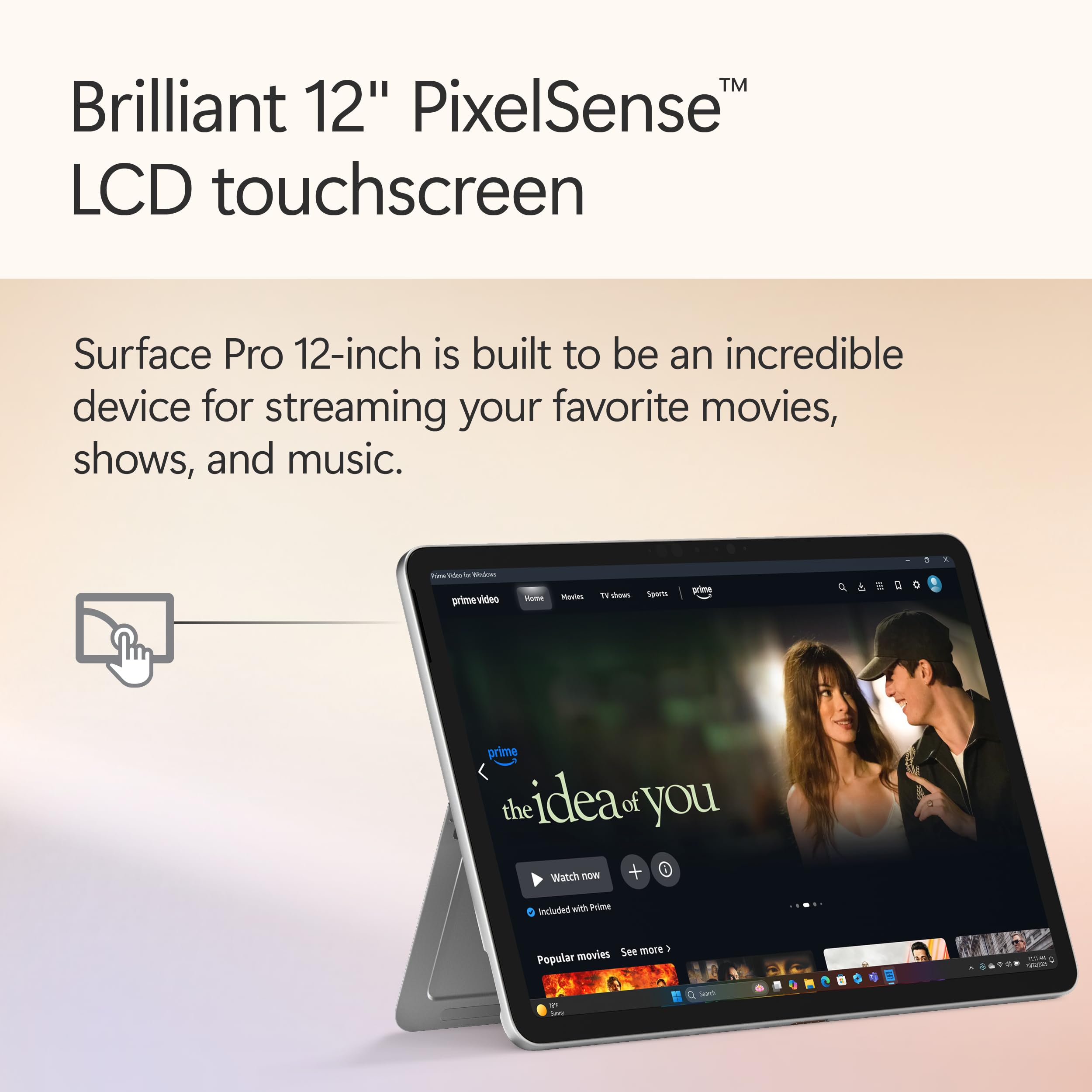 Microsoft Surface Pro 2-in-1 Laptop/Tablet (2025), Windows 11 Copilot+ PC, 12" Touchscreen Display, Snapdragon X Plus (8 Core), 16GB RAM, 256GB Storage, Platinum