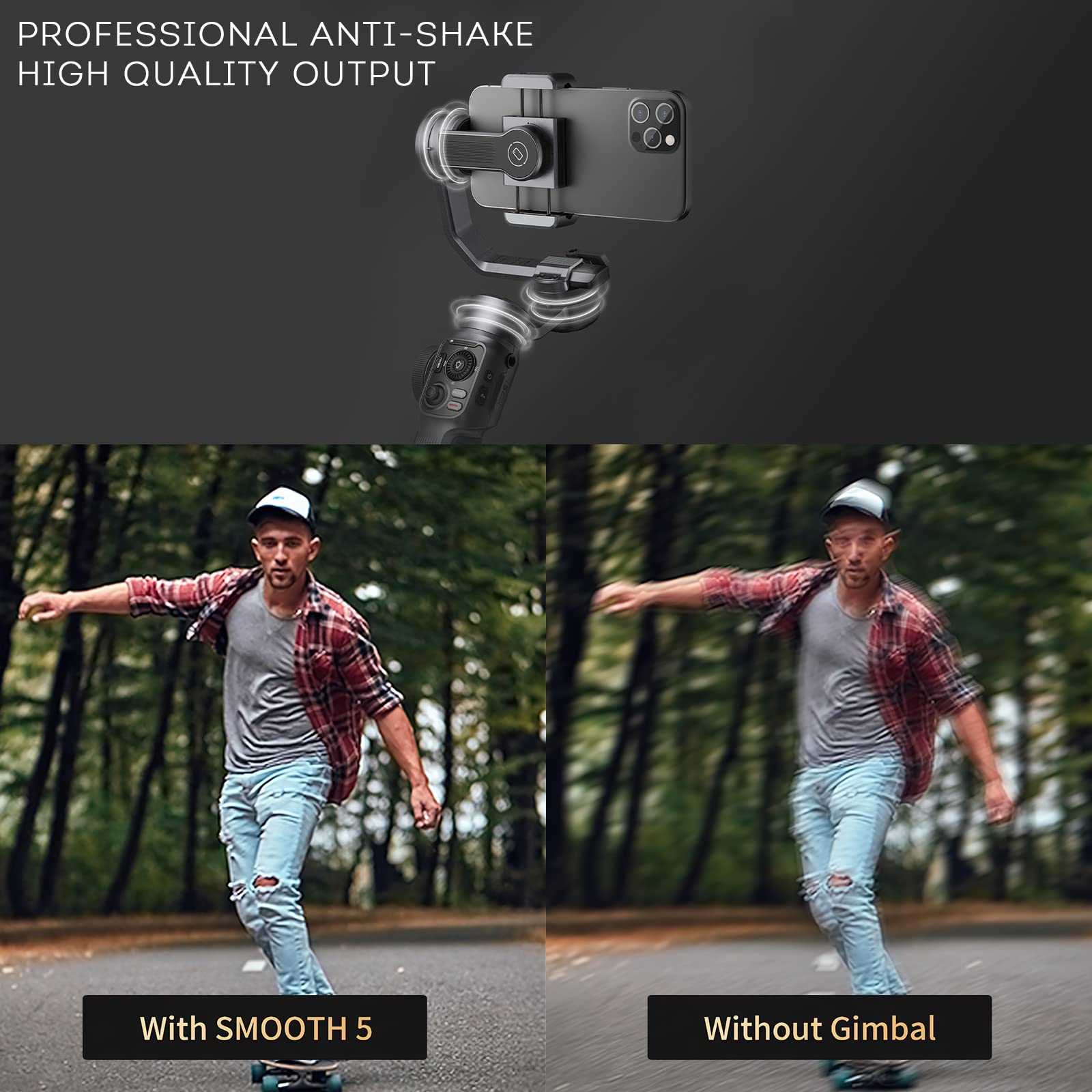 Zhiyun Smooth 5 Gimbal Stabilizer: Professional 3-Axis Handheld Gimble Stabilizer for Smartphone Cell Phone iPhone Pro Max for Vlogging YouTube Vlog TikTok Video