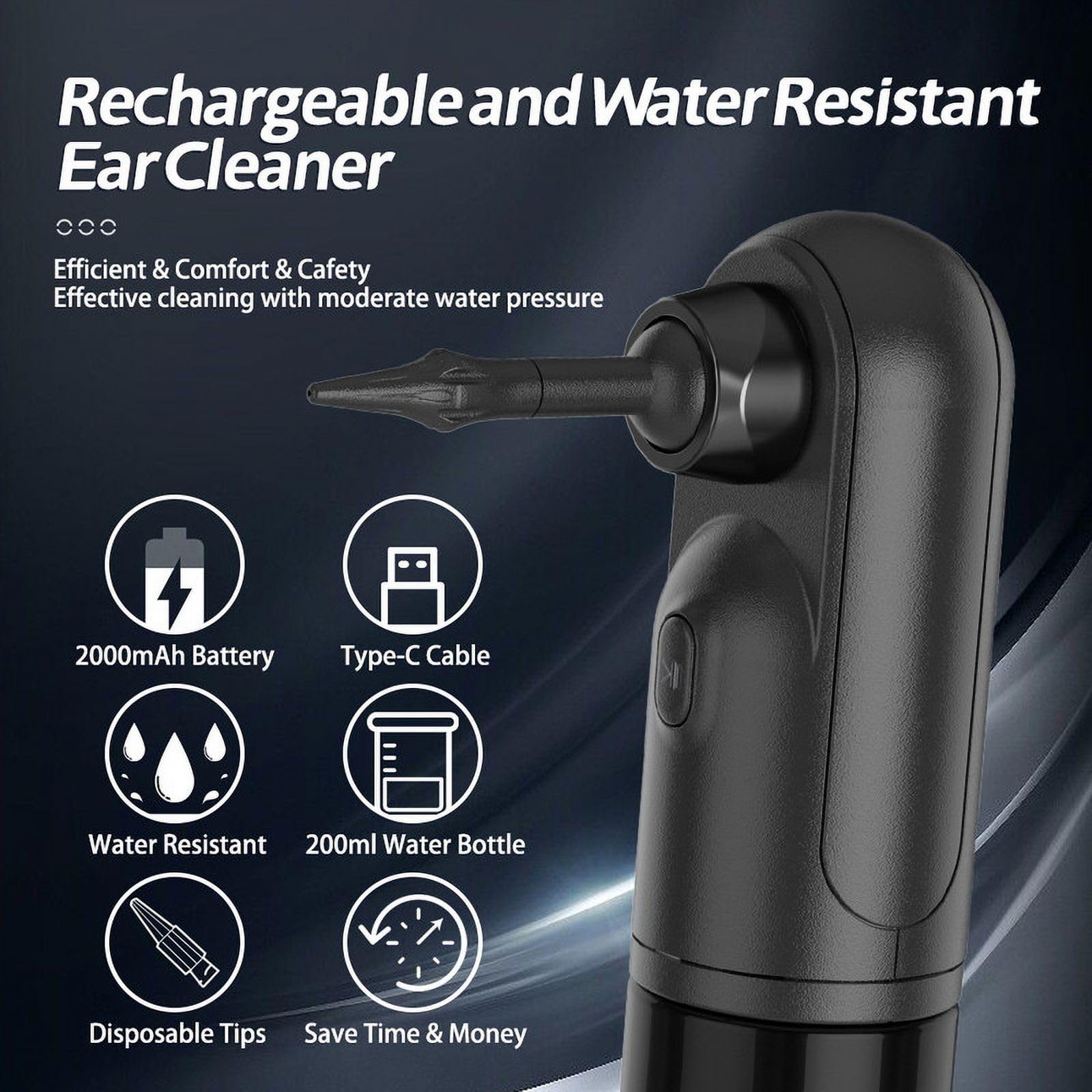 Ear Wax Removal - Water Powered Ear Cleaner - Ear Cleaner Electric Ear Cleaning Kit, Ear Irrigation Flushing System,Portable fully automatic handheld ear cleaner/water-powered ear cleaner