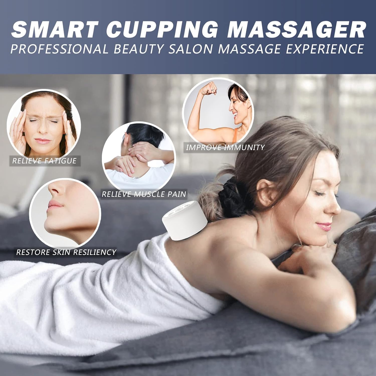 Teklove Smart Rechargeable Electric Cupping Massager with Suction Mode, Natural Red Bianstone for Joint Pain Relief, Muscle Recovery and Poor Blood Circulation