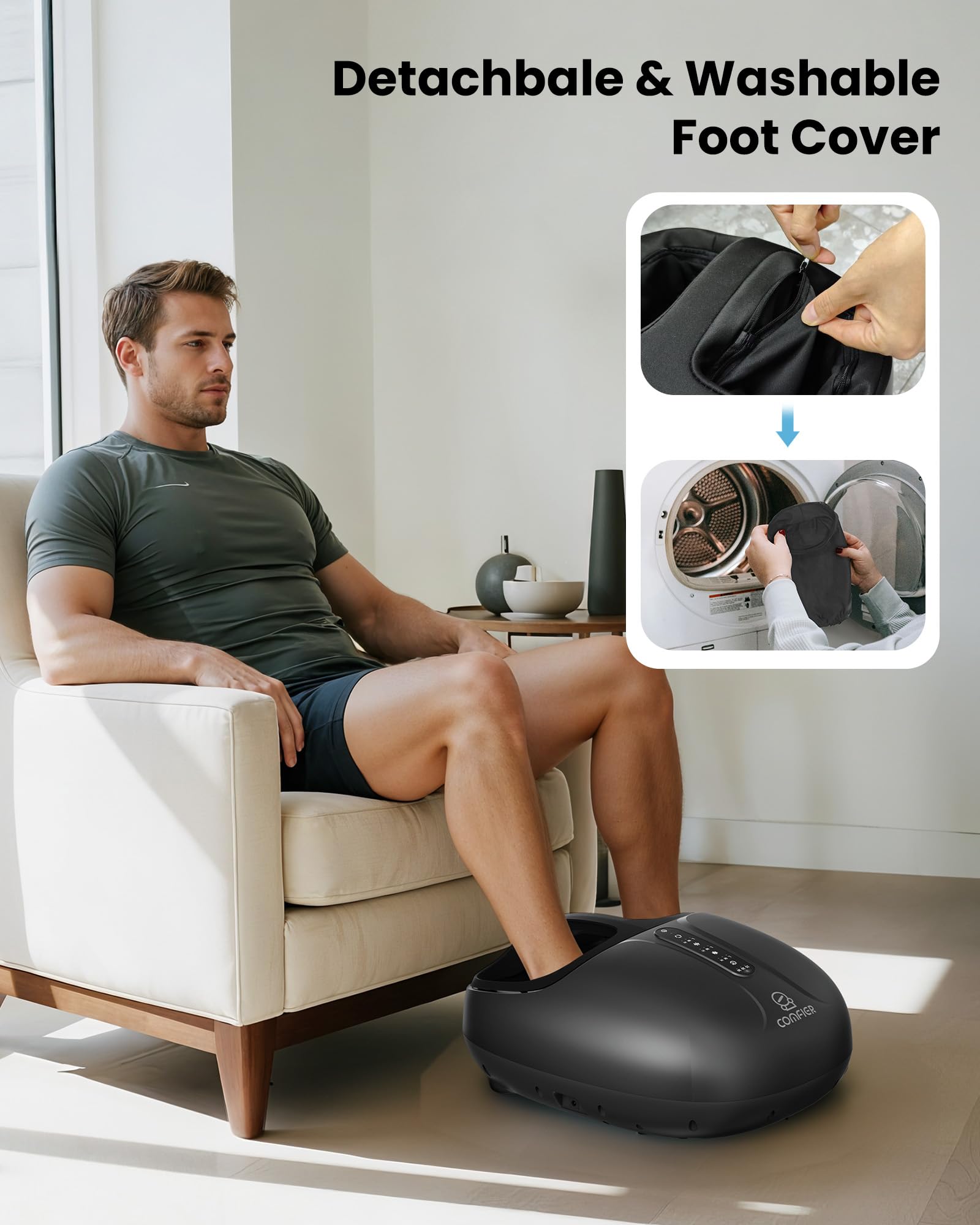 COMFIER Foot Massager with Heat, Shiatsu Foot Massager, Roller Compression for Plantar Fasciitis, Neuropathy, Home Office Use, Gifts