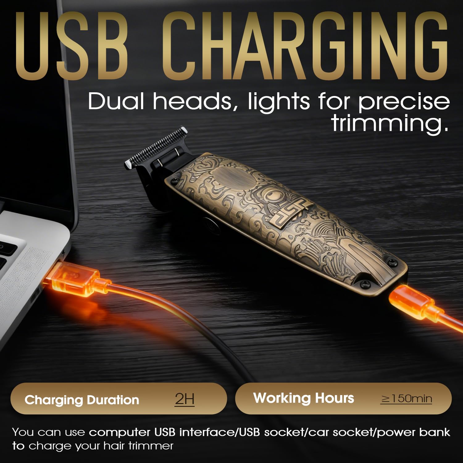 DSP Electric Beard Trimmer for Man, Cordless Rechargeable Zero Gap Trimmer, Mustache Edgers, T Blade Trimmer for Men, Low Noise, Travel Lock, Gifts for Men