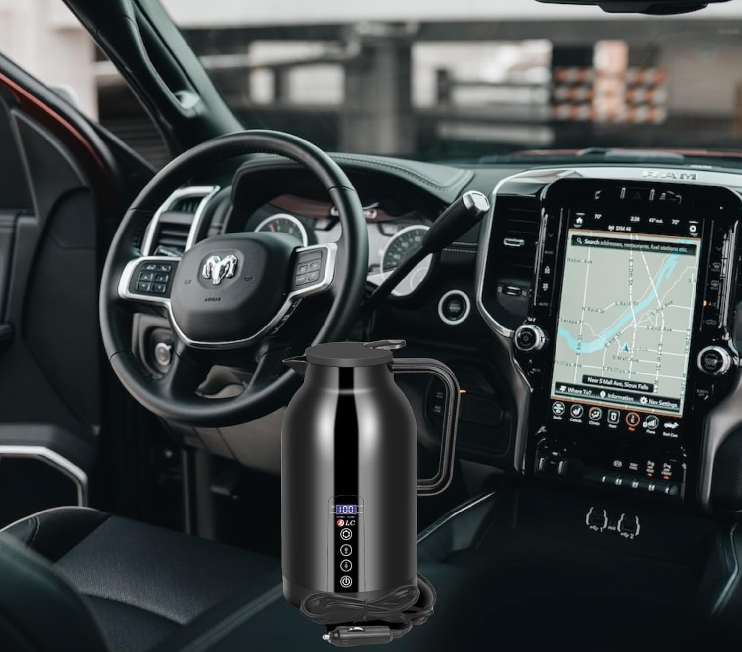 Fipka DLC Traveler Kettle 1300ml for Car and Truck with 12V and 24V DC, Black, DLC-HT2254