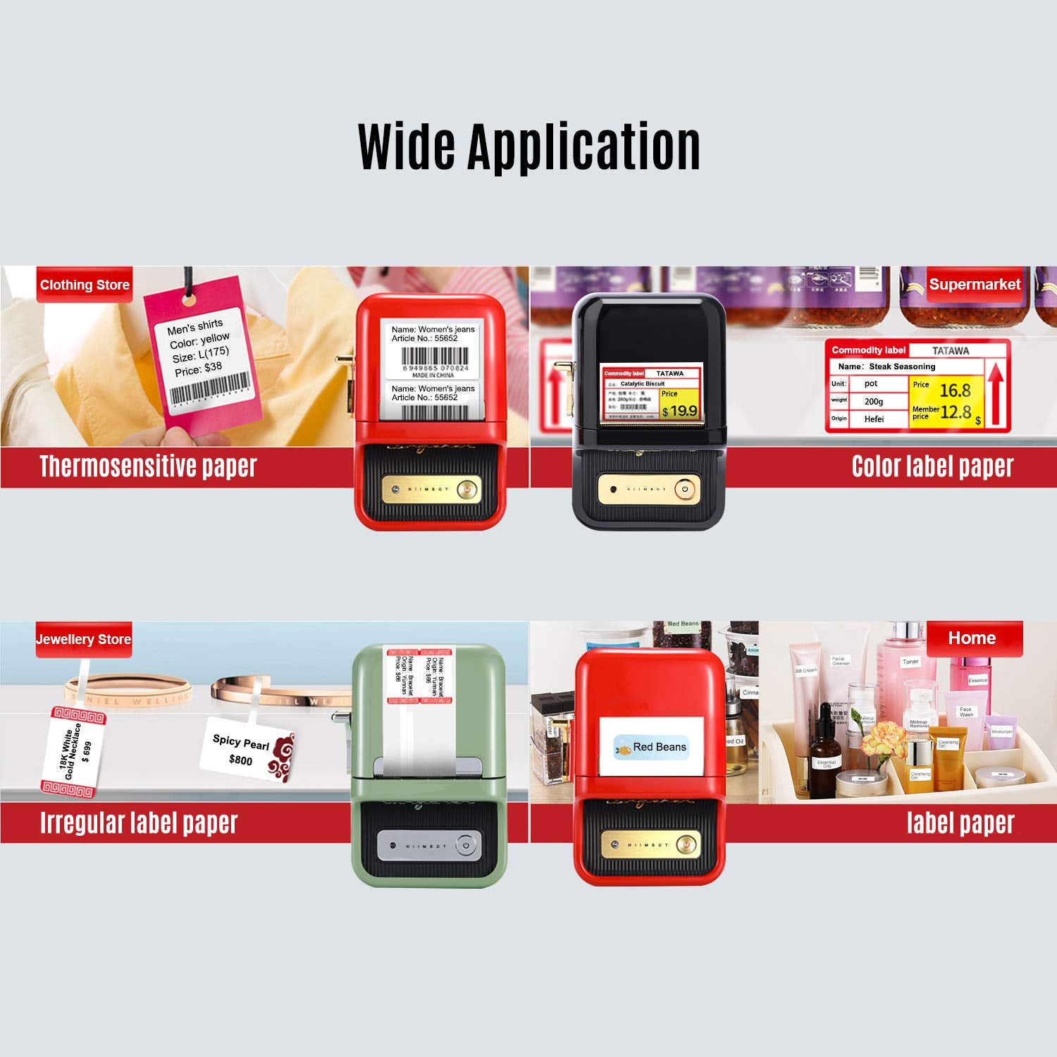Portable Wireless Bluetooth Thermal Label Printer with RFID Recognition, Perfect for Supermarket, Clothing, Jewelry, Retail Store, Home, Barcode and Price Name Printing