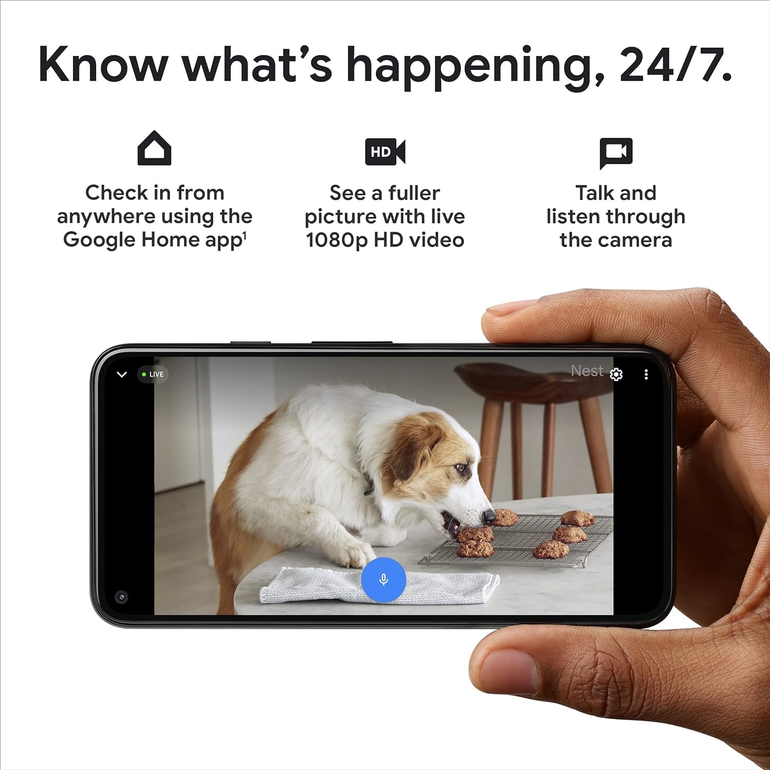 Google Nest Cam (Indoor, Wired) 2nd Gen, 1080p HDR Security Camera, Night Vision, Person/Pet/Vehicle Alerts, 2-Way Audio, 3-Hour Event History, Works Home, Snow, Bulk Packaging