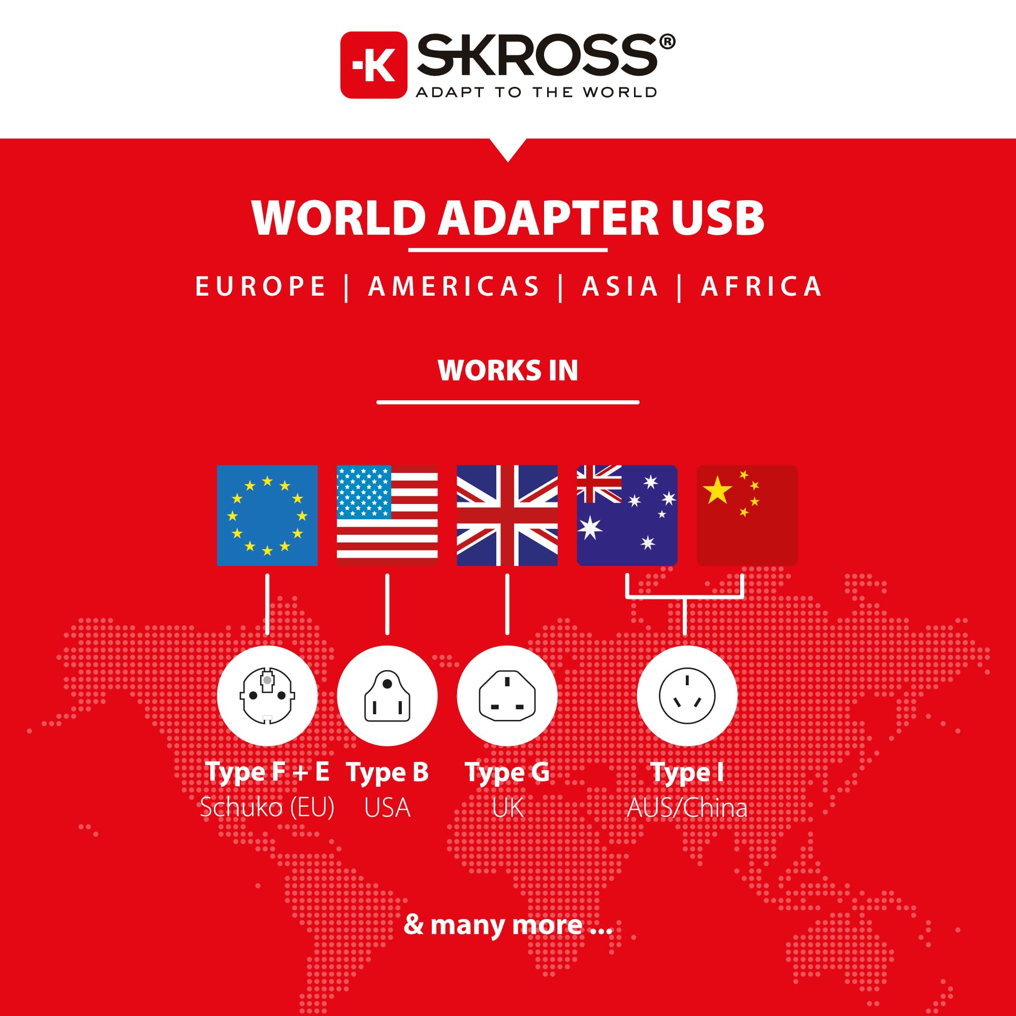 سكروس محول USB عالمي خفيف 2xA من برو، ابيض