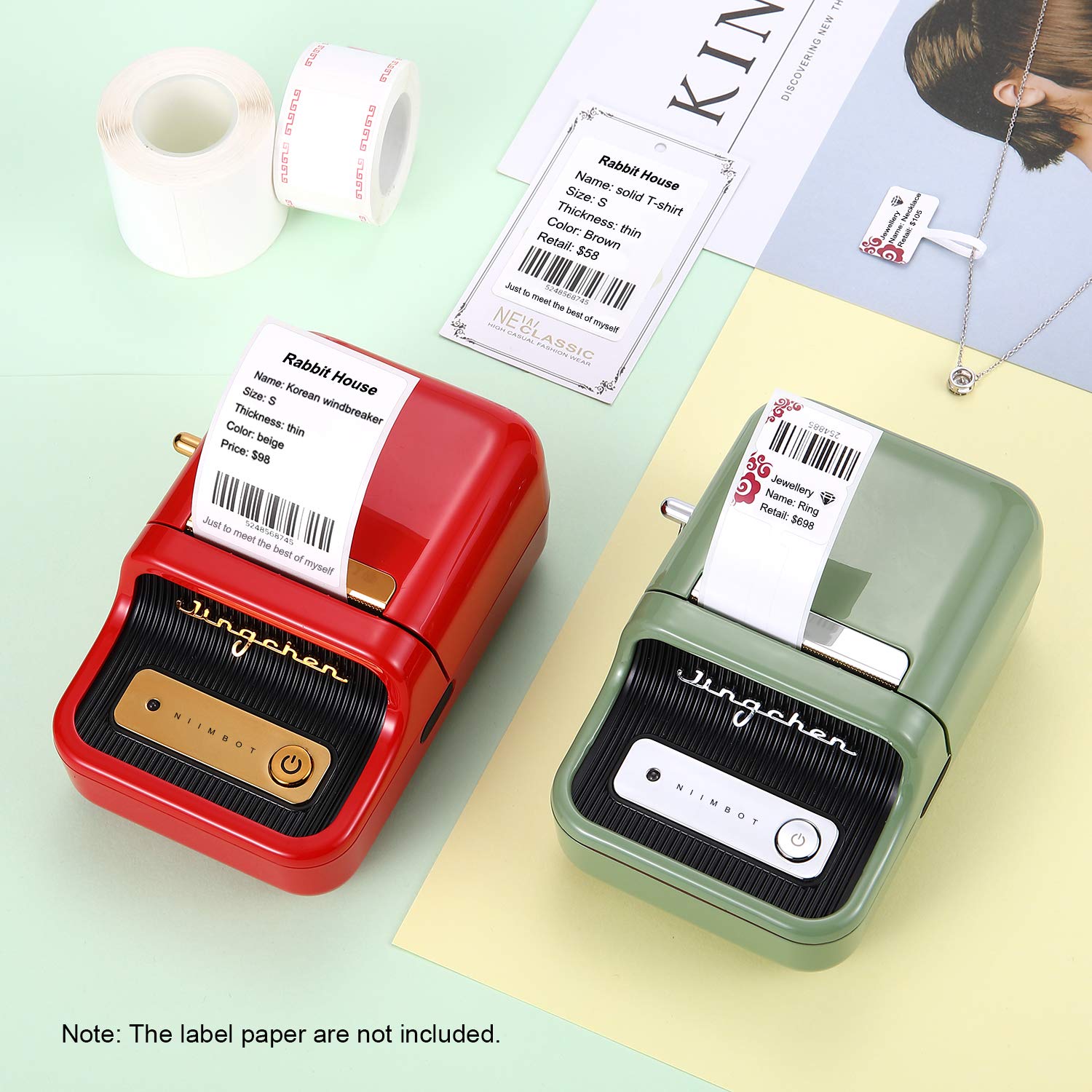 Portable Wireless Bluetooth Thermal Label Printer with RFID Recognition, Perfect for Supermarket, Clothing, Jewelry, Retail Store, Home, Barcode and Price Name Printing