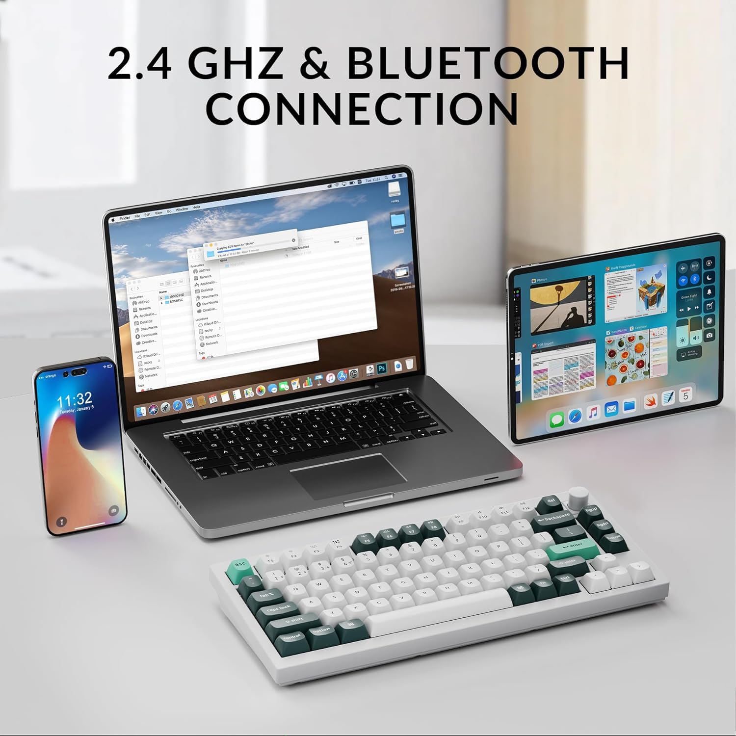 Keychron Q1 HE Hot-Swappable Keyboard with RGB Backlight and Nebula Switch Knob Version - White