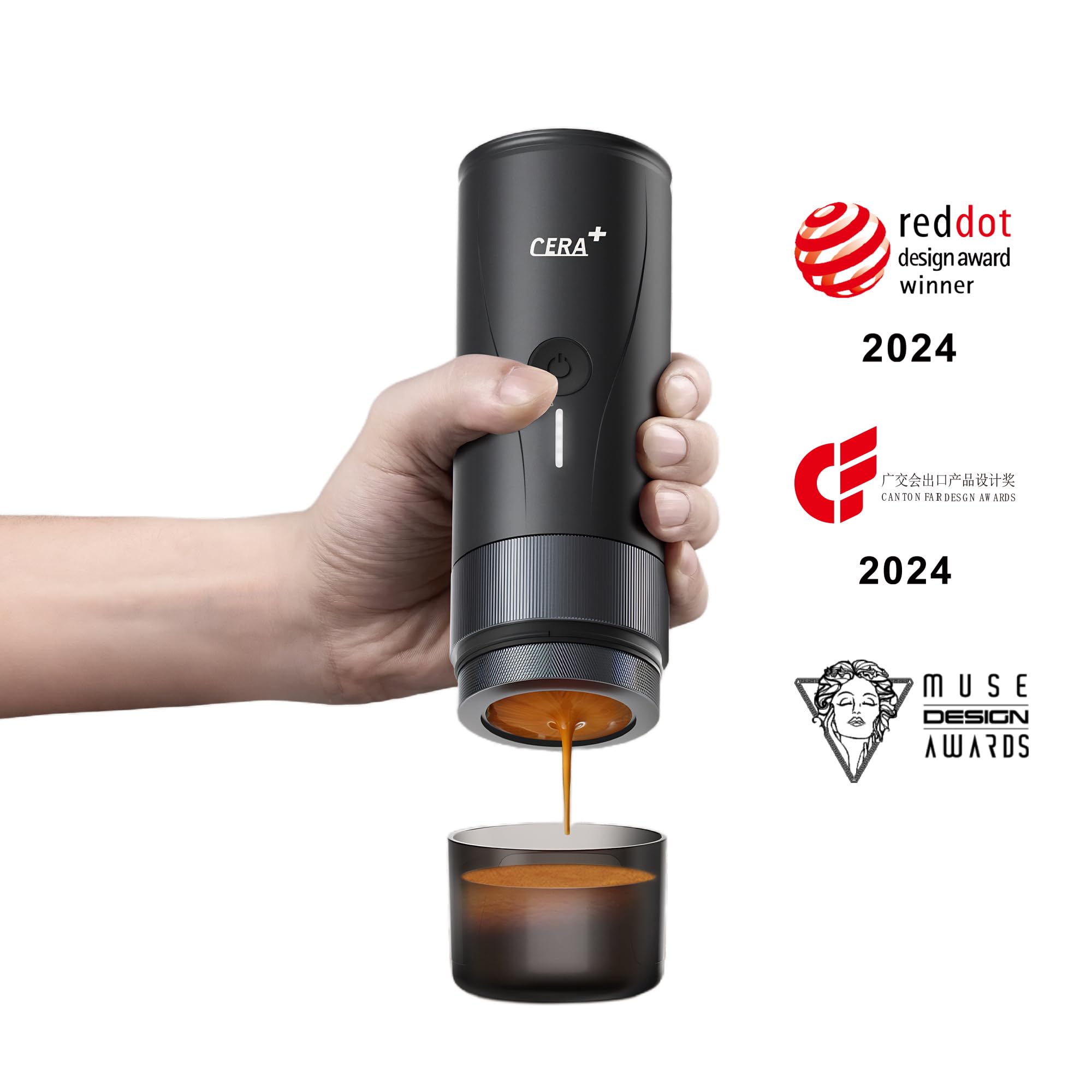 Cera+ Portable Mini Espresso Coffee Maker Professional Edition Self-Heating Compatible with Ultra-Fine Grind for Travel, Camping, Hiking, Perfect Gifts for Christmas and Valentine's Day
