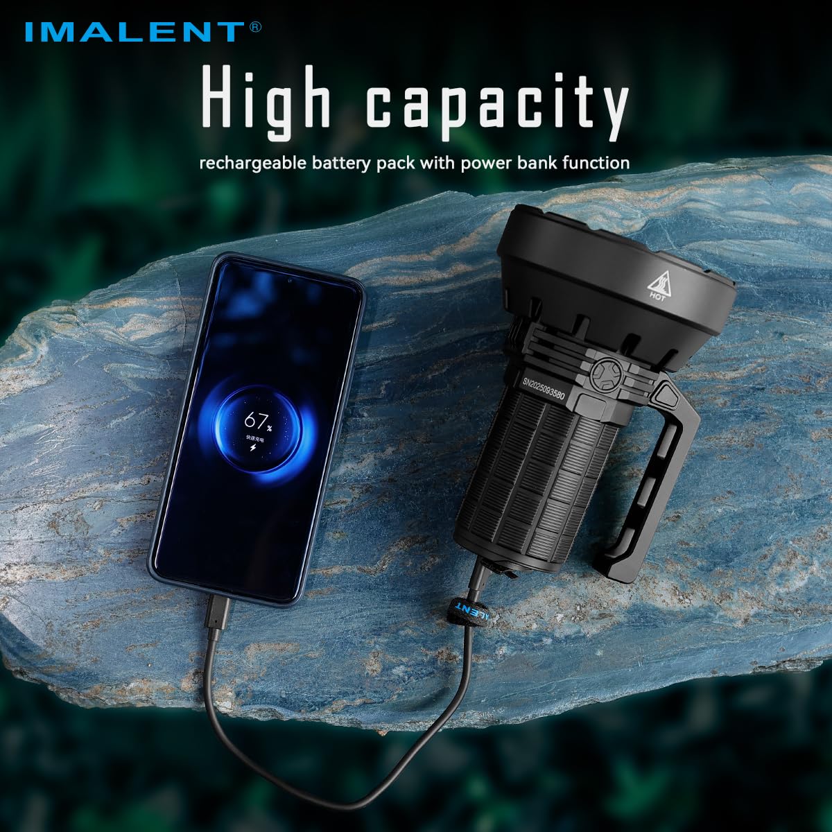 Imalent SR16 Powerful Rechargeable Compact Flashlight 55000 Lumens Long Range 1720m, 16 CREE XHP50.3 LEDs - Lightweight Handle Ideal for Fishing, Industrial, and Police