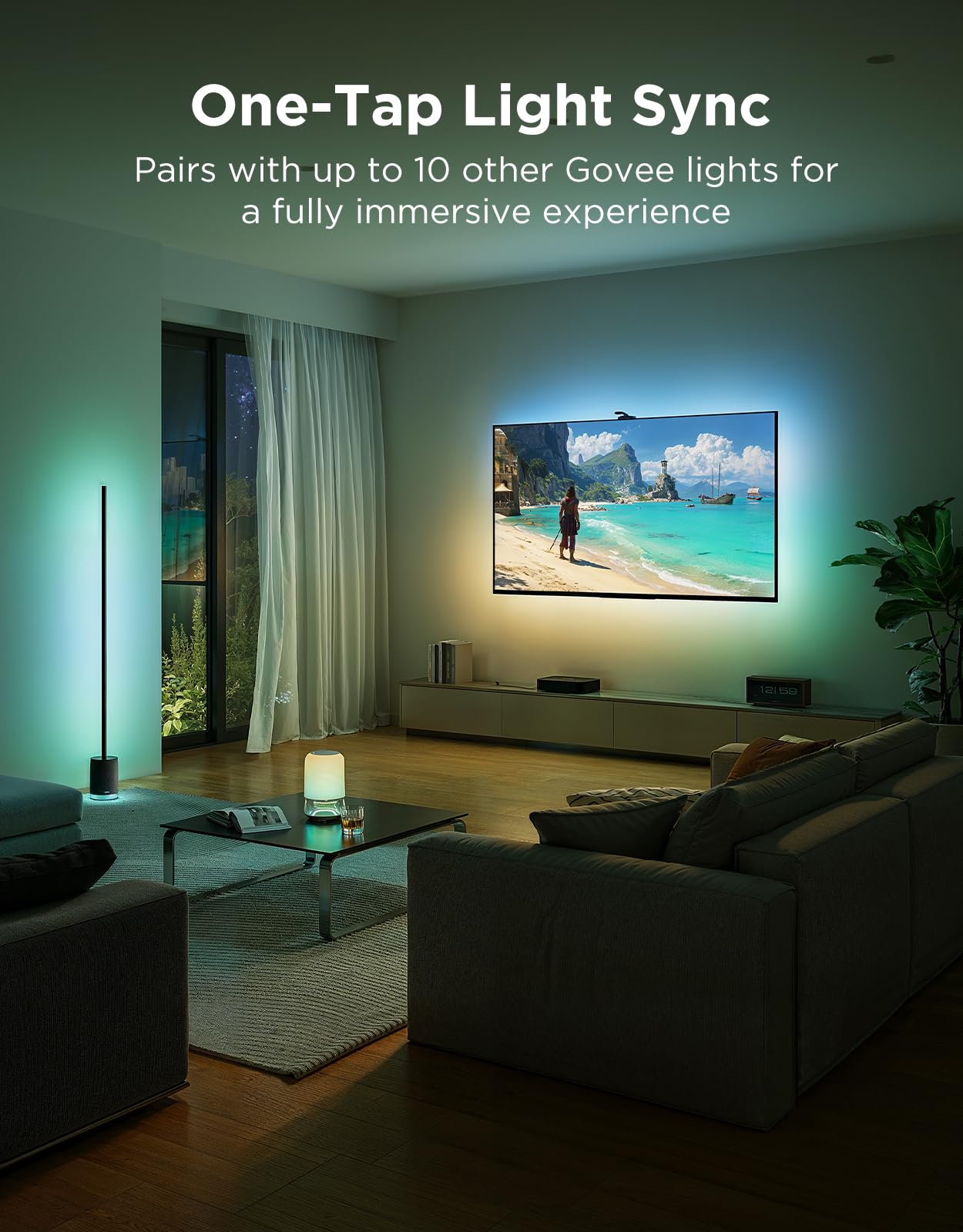 Govee TV Backlight 3 Pro with Triple HDR Camera 16.4ft 5-in-1 RGBWWIC Sync with 75-85 inch TVs, 75 LED/m, AI Filter Support, Smart App and Voice Control, DreamView Sync