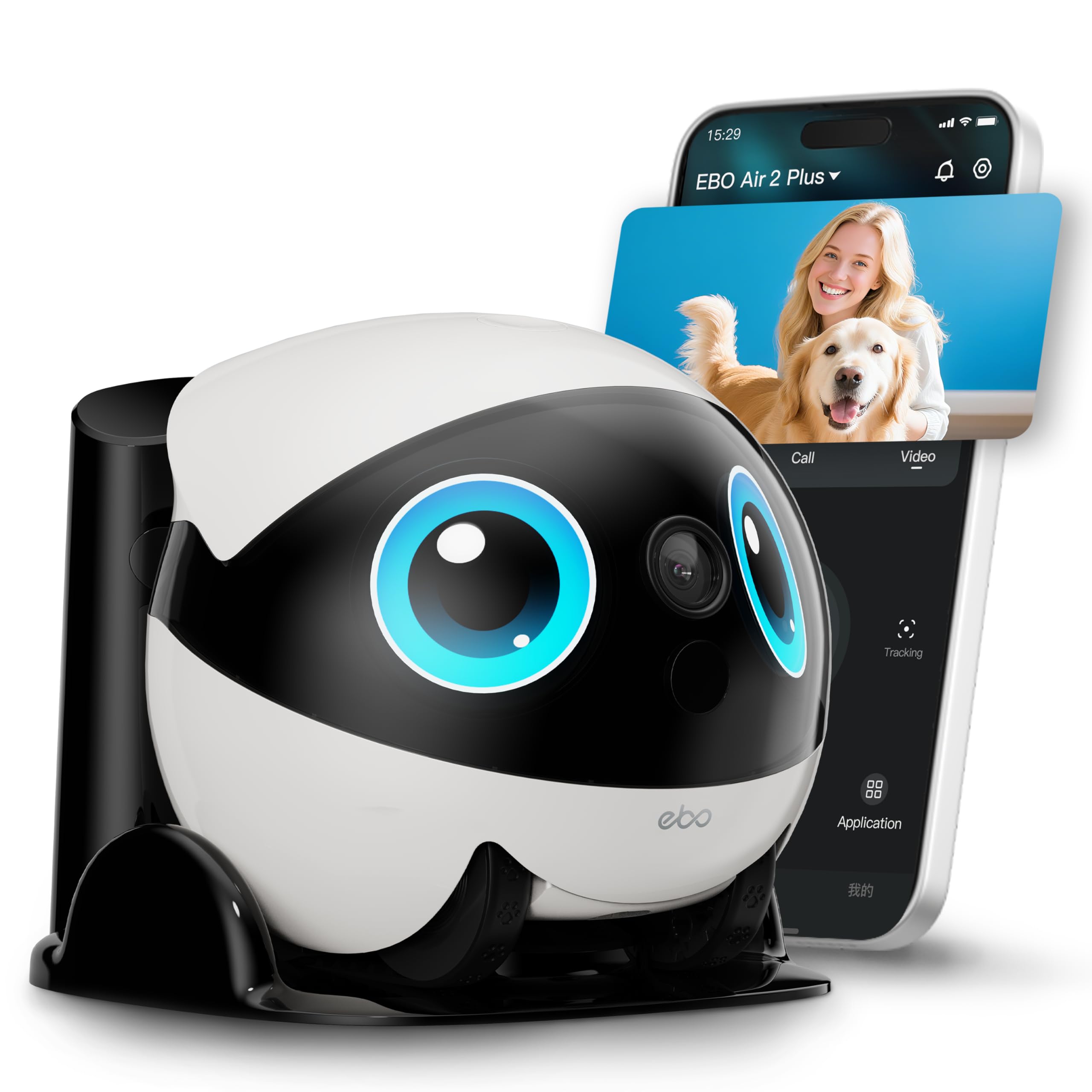 Enabot EBO Air 2 Plus Family Bot 3K Home Camera Robot: Indoor Camera, Mobile Robot Companion, Two-Way Video, AI Chat Mode, Auto Charging, Long Battery Life, Custom Face Portrait, Night Vision