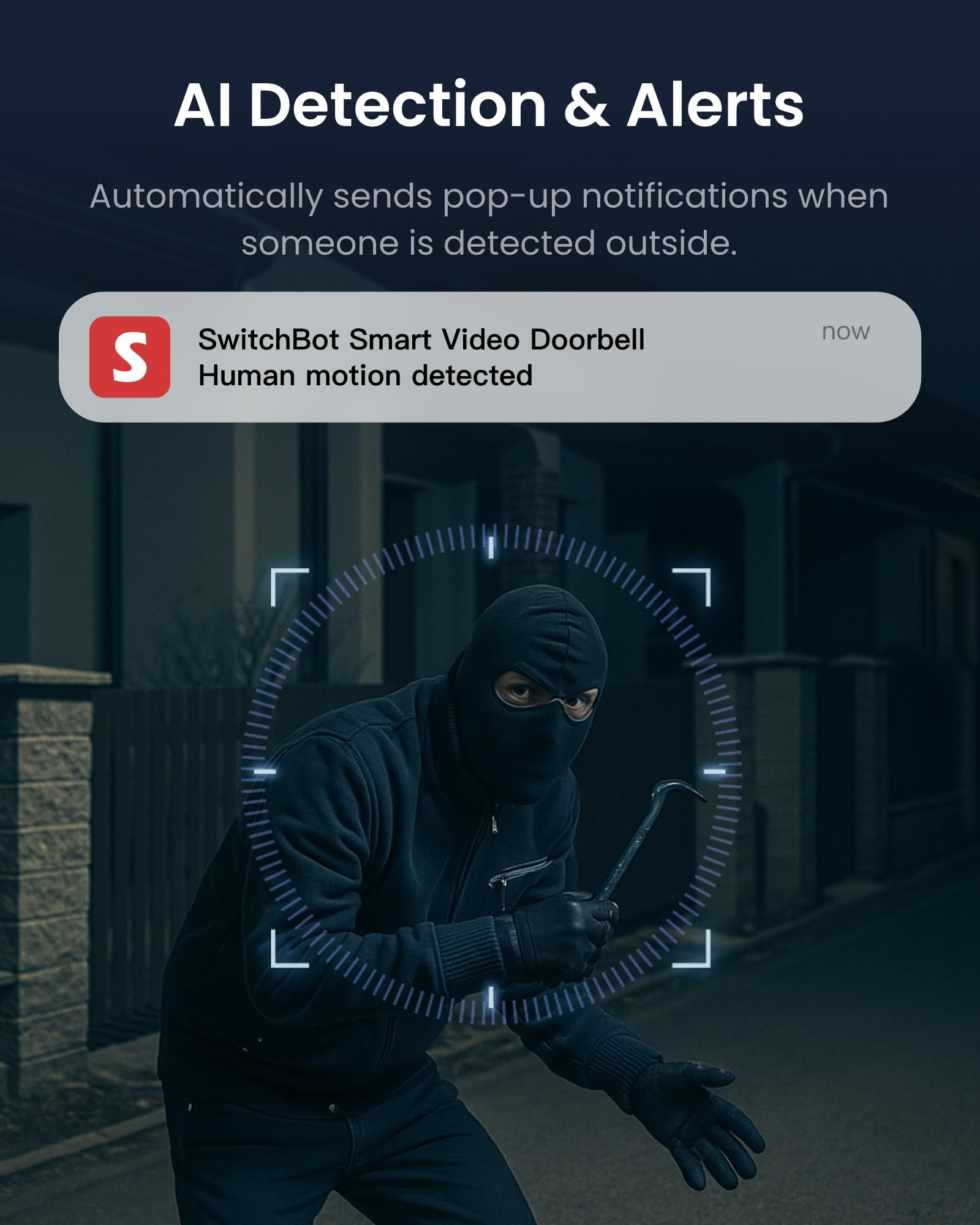SwitchBot Video Doorbell Camera, No Subscription, Includes Display, Dual Power Options, Head-to-Toe View, 2K Video, Two-Way Audio, Motion Detection, Wireless Intercom System, Compatible with Alexa and Google Home