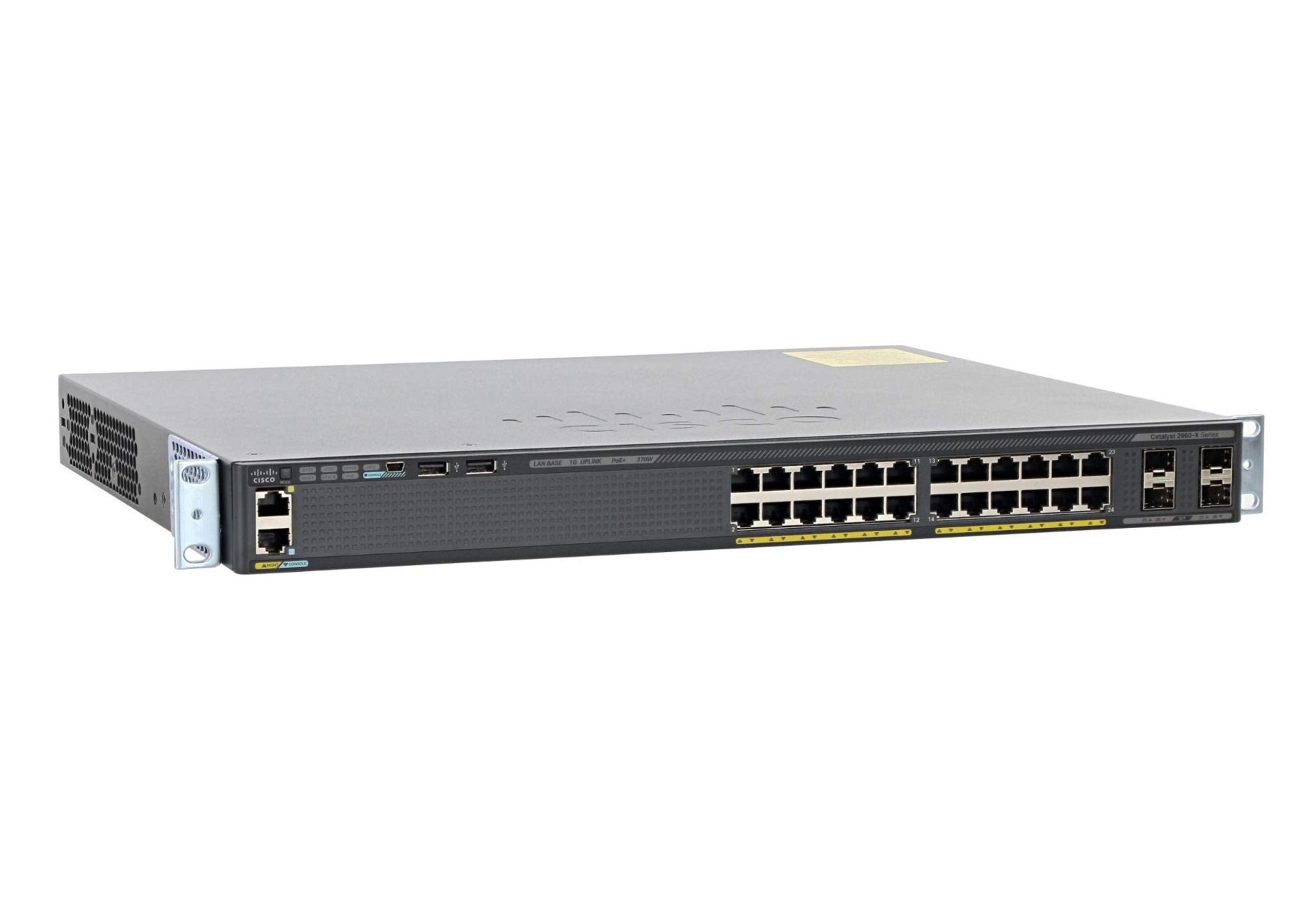 Cisco Catalyst WS-C2960X-24PS-L Ethernet Switch 24 Port with Power over Ethernet 370 Watt, Black