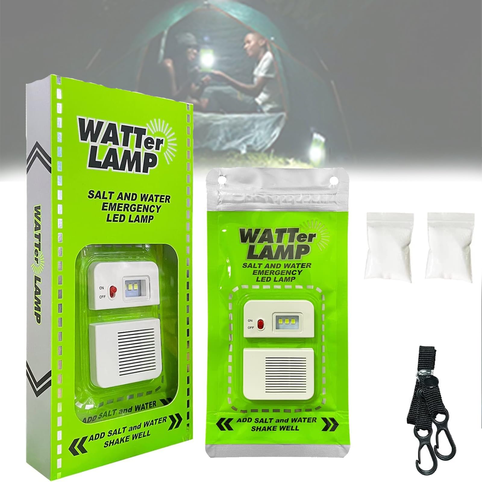 Diameleo Saltwater Lamp - Outdoor Emergency Light, Foldable Saltwater LED Lamp Battery-Free, Portable LED Emergency Light for Camping and Outdoor Saltwater (1 Piece)