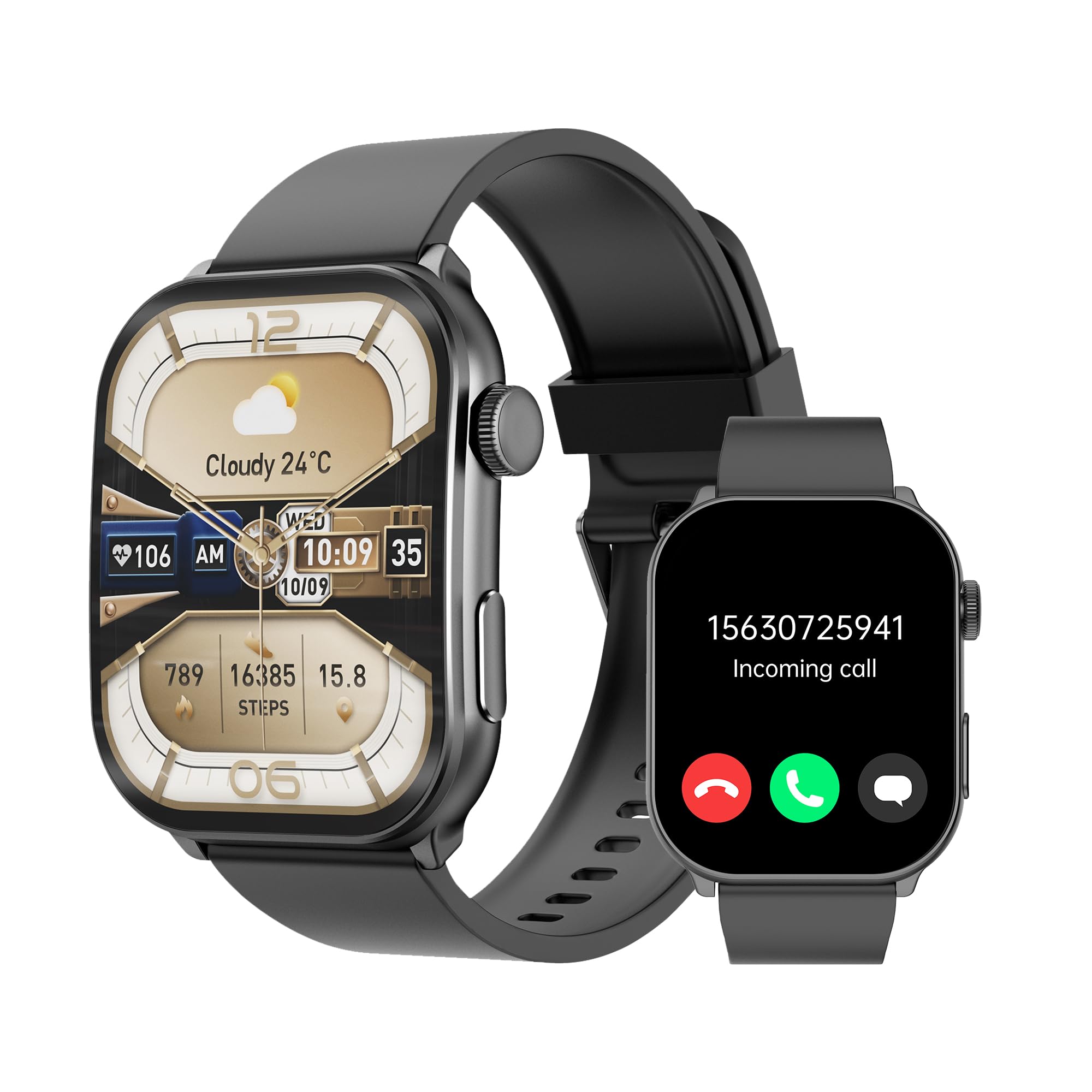 Smart Watch (Answer/Make Call), 2.1" Curved AMOLED Screen Smartwatch for Men Women, 100+ Sport Modes Fitness Tracker, Heart Rate Sleep SpO2 Monitor, IP68 Activity Trackers, Android and iOS Compatible