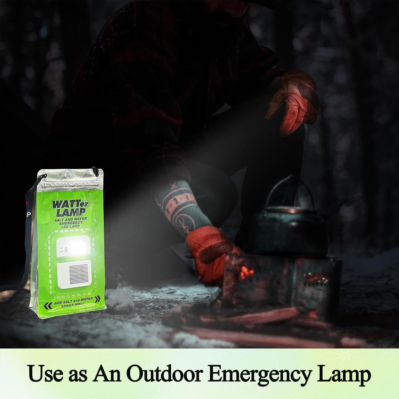Diameleo Saltwater Lamp - Outdoor Emergency Light, Foldable Saltwater LED Lamp Battery-Free, Portable LED Emergency Light for Camping and Outdoor Saltwater (1 Piece)