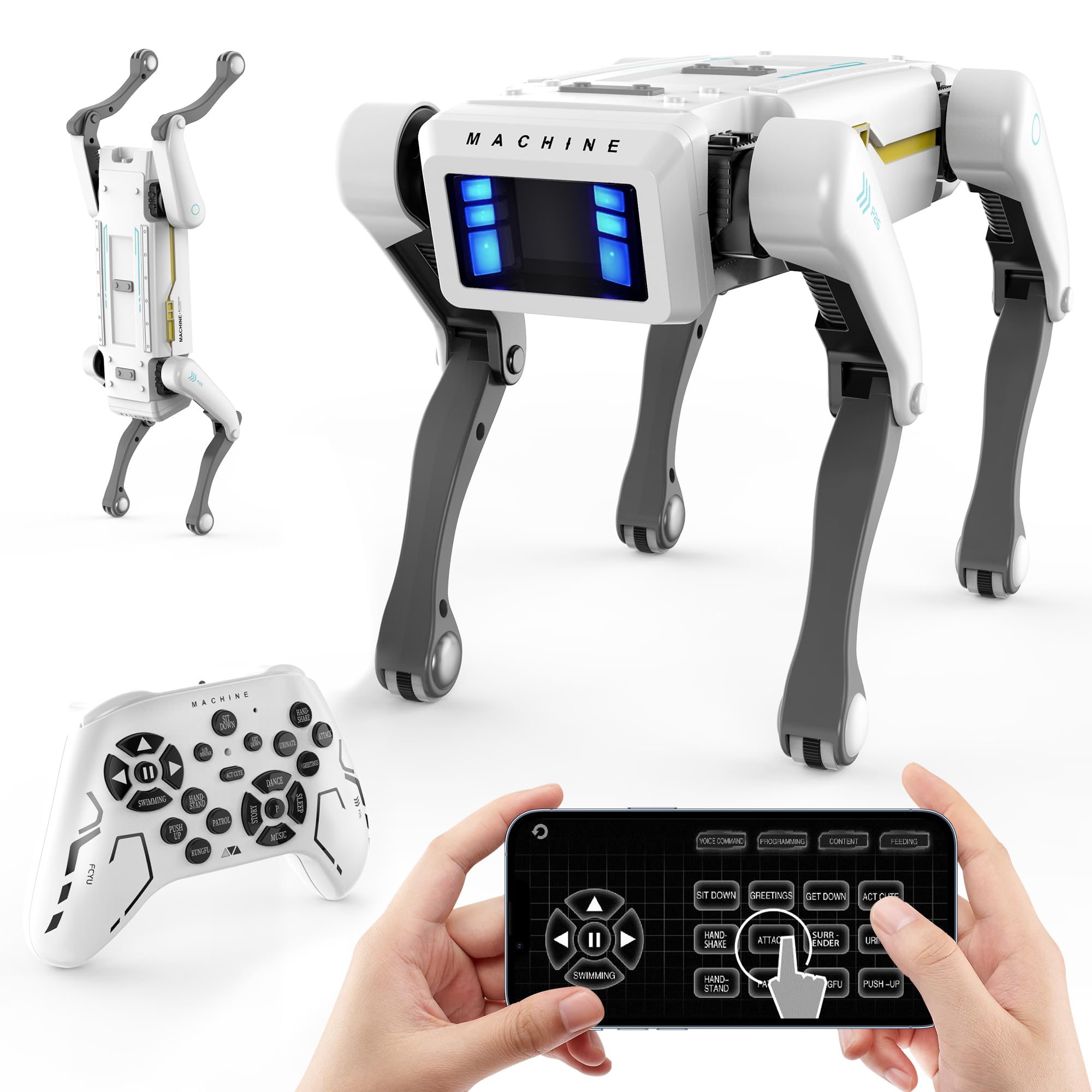 Smart Robot Dog - AI Programmable STEM Toy with Dance, Kungfu & Voice Control, 25+ Interactive Actions, App/Remote Control, Rechargeable Gift for Kids Ages 6+ (iOS & Android)