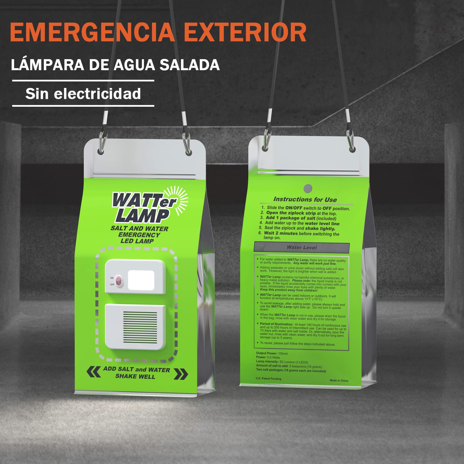Portable Outdoor Saltwater Emergency LED Light, Lantern for Camping, Fishing, Travel