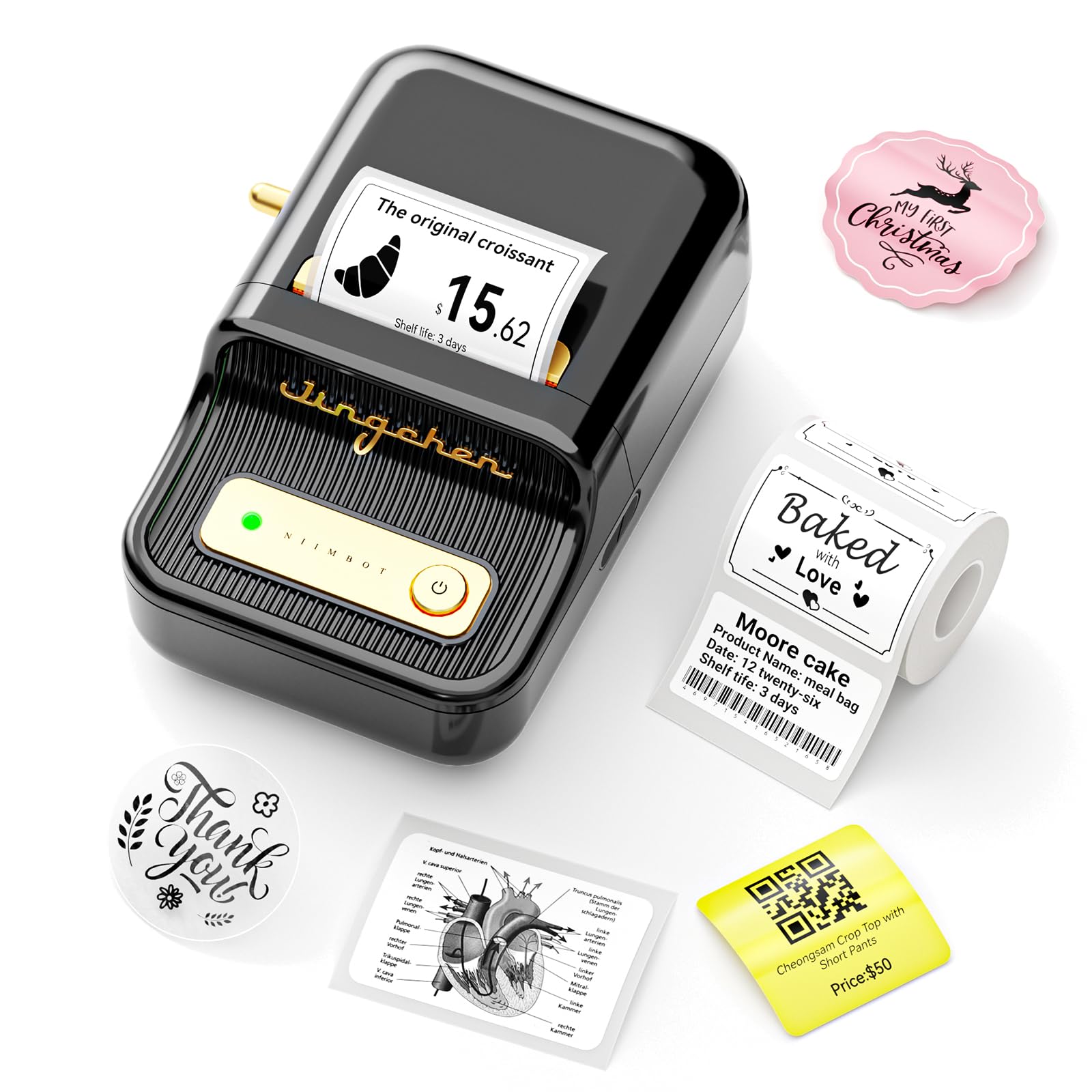 NIIMBOT B21 Label Maker, 2 Inch Portable Thermal Label Printer, Label Maker Machine with Tape, Compatible with Android, iOS & PC,Labeling for Home Storage Office and Small Business,Black