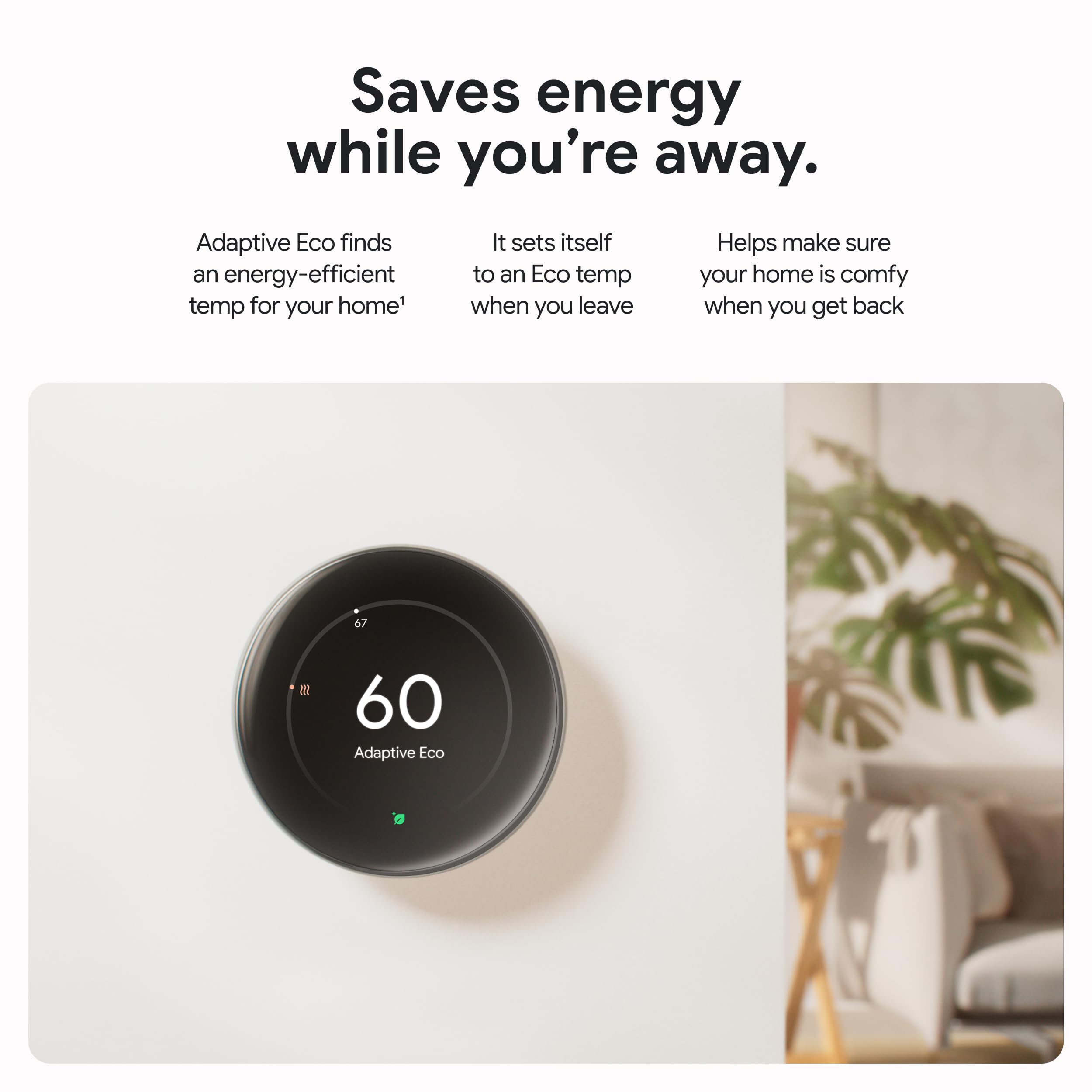 Google Nest Learning Thermostat (4th Gen, 2024) with Nest Temperature Sensor - Smart Energy-Saving Thermostat with Adaptive Eco - Works with Alexa and Google Home App - Polished Silver